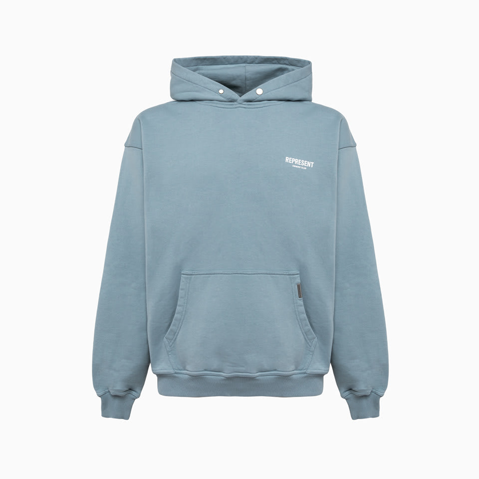 Represent Owners Club Logo Cotton Hoodie In Baby Blue