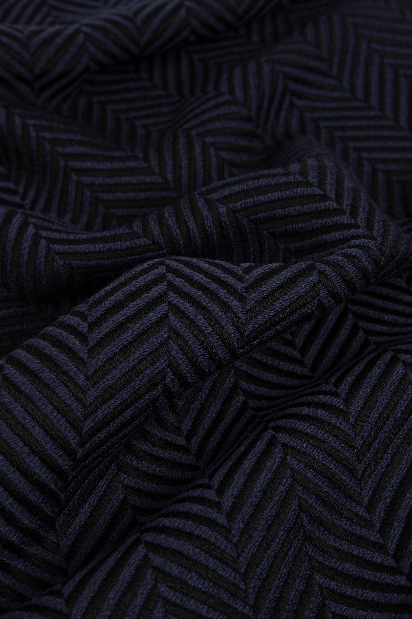 Shop Giorgio Armani Herringbone Pattern Scarf In Blue