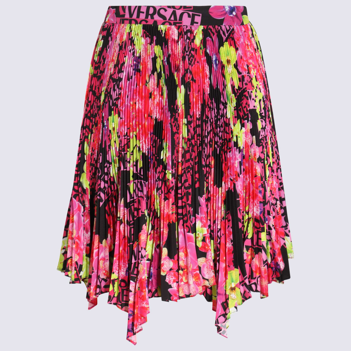 Shop Versace Multicolour Pleated Skirt In Orchid