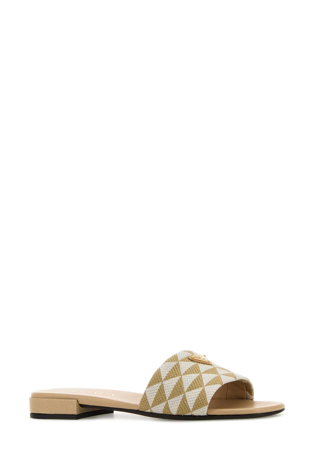 Shop Prada Embroidered Fabric Slippers In Corda+talco