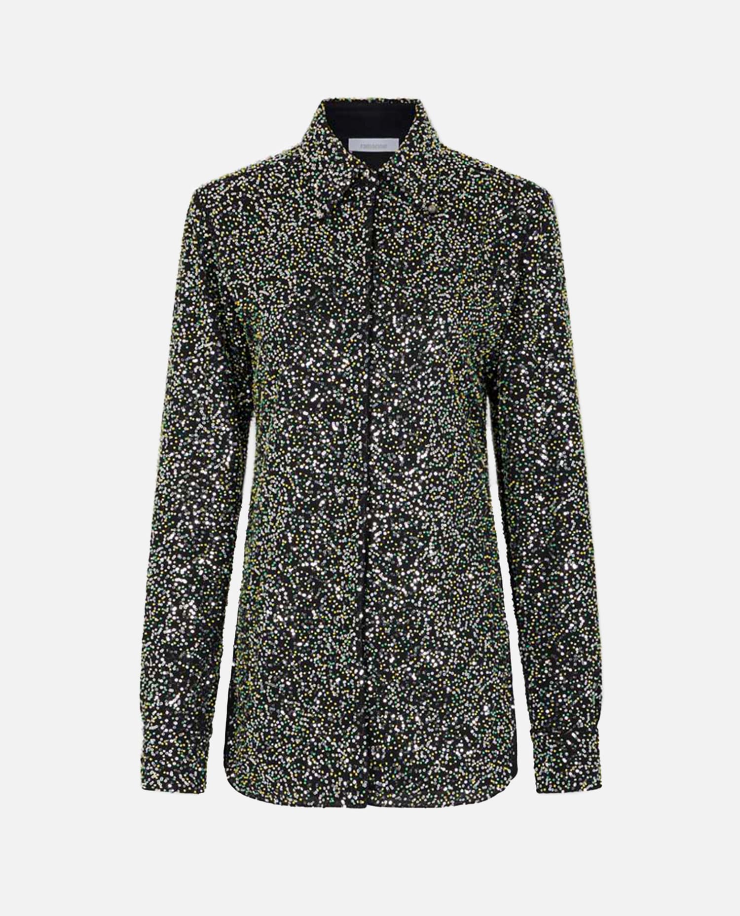 Rabanne Sequin-embellished Long-sleeves Shirt In Black