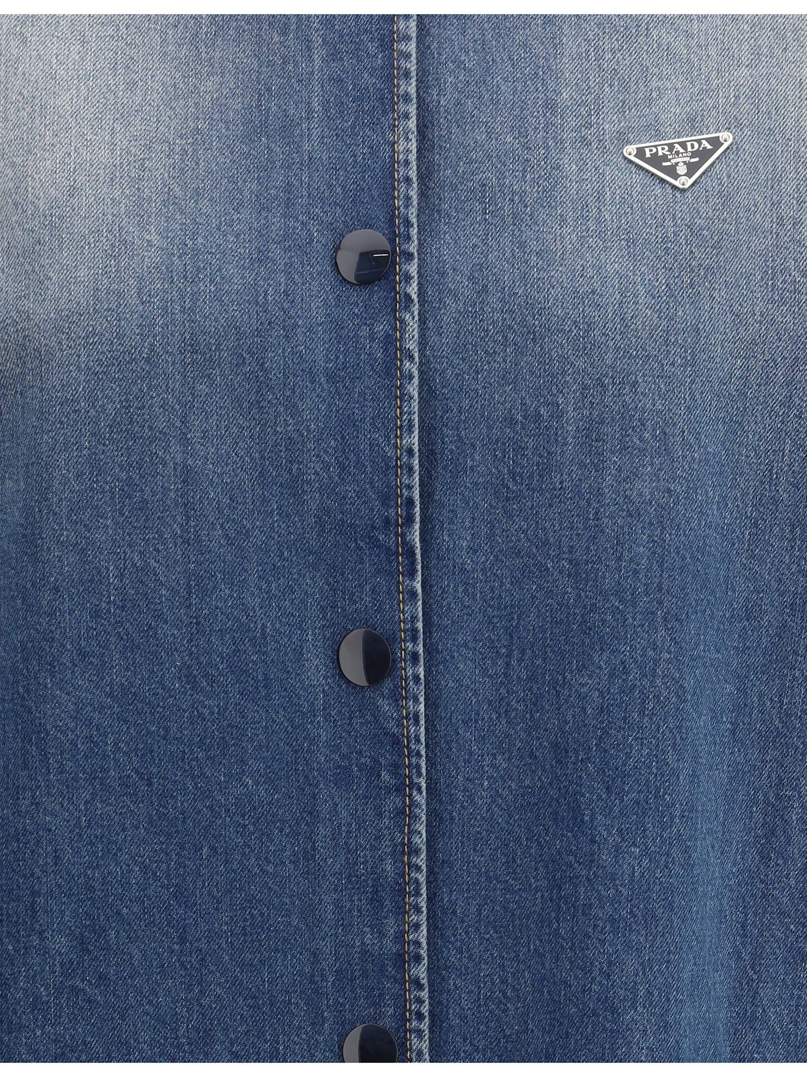 Prada Denim Shirt Jacket In Blue