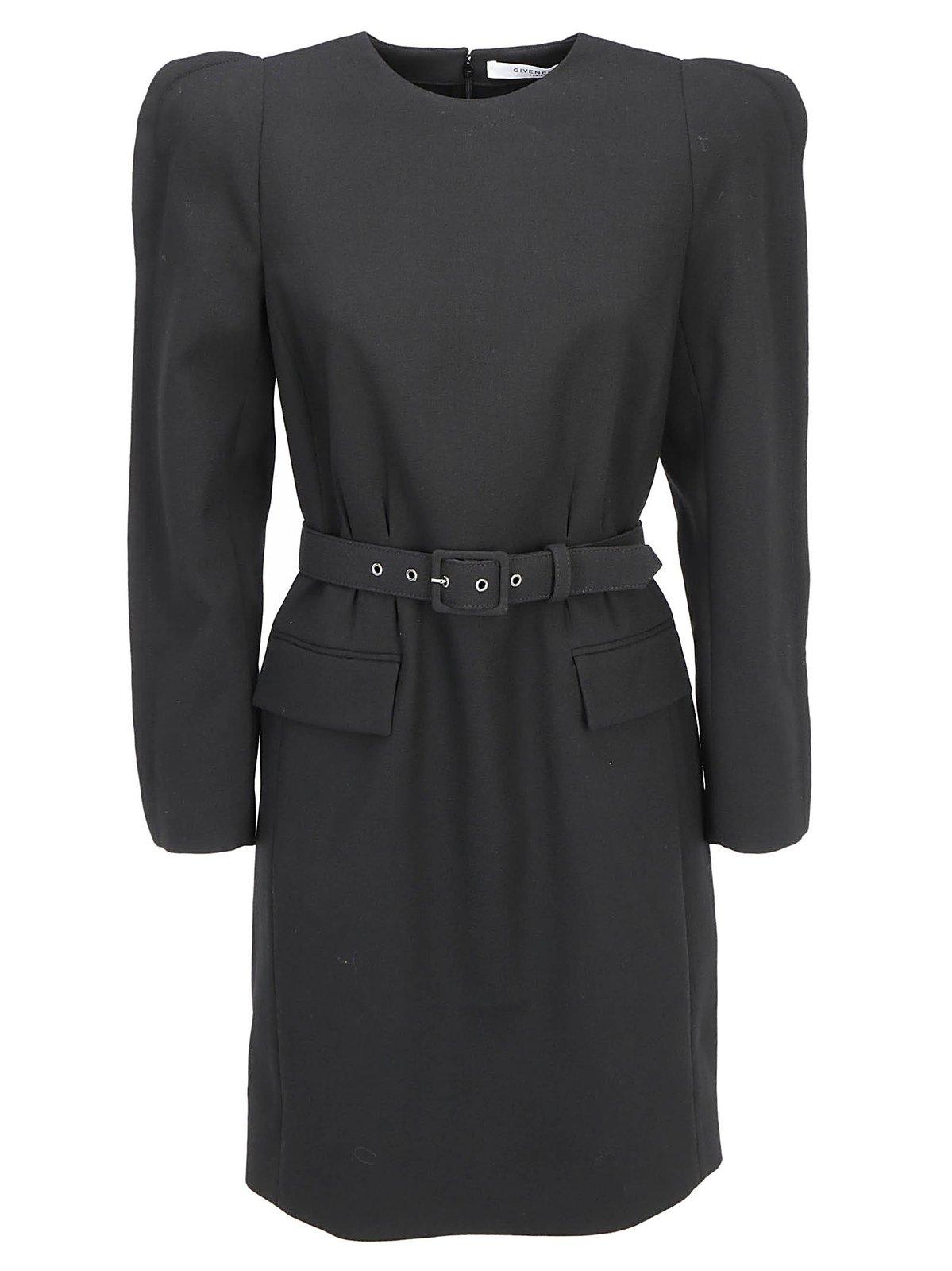 Shop Givenchy Structured Belted Mini Dress In Black