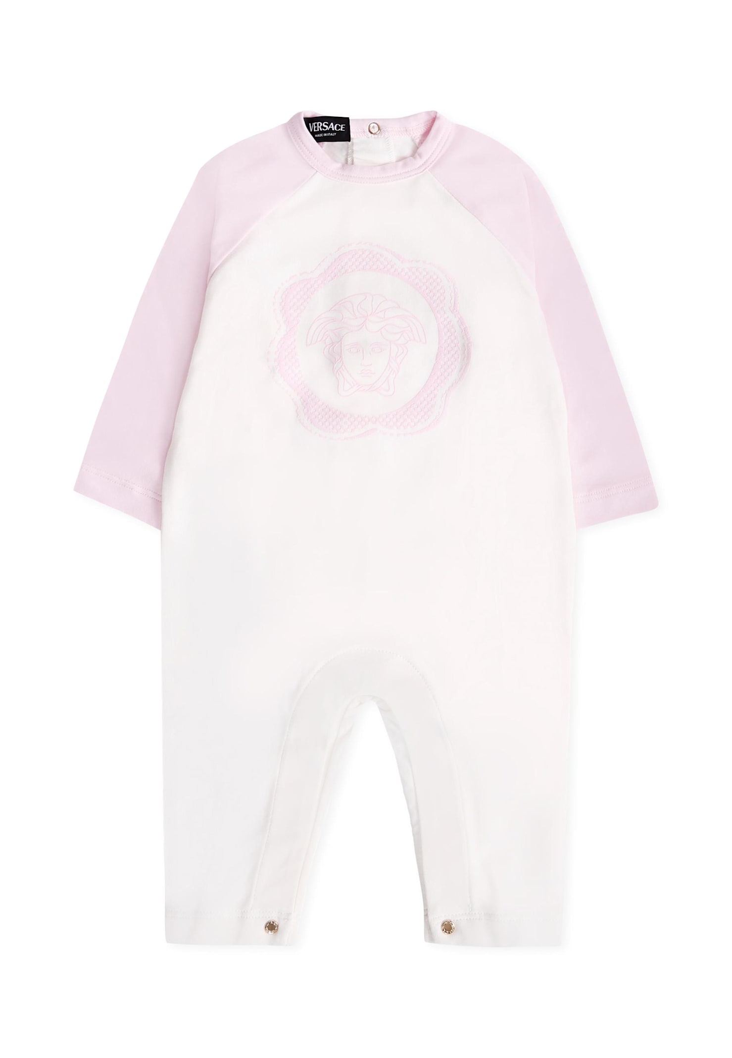 Versace Ivory And Light Blue Set With Medusa Fro Baby Boy In White