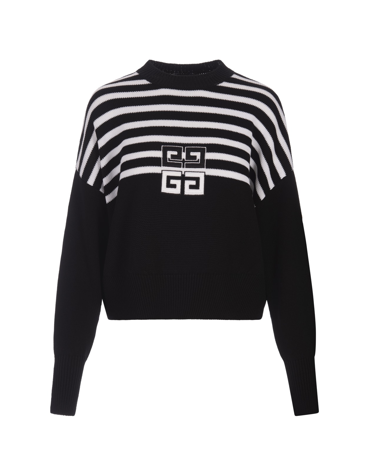 Shop Givenchy 4g Short Striped Pullover In Black Cotton