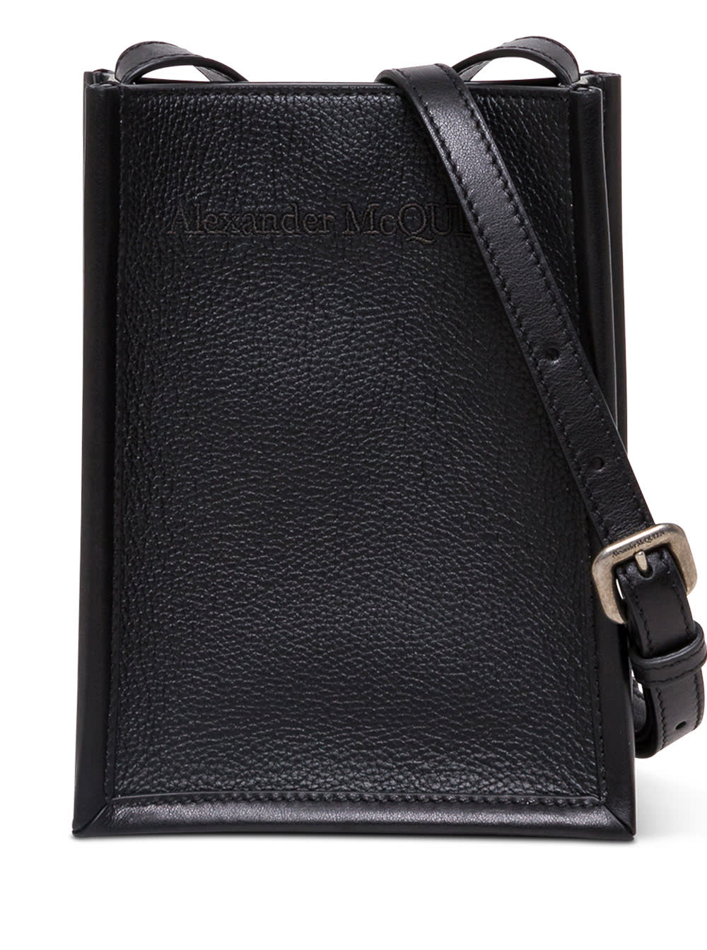 Alexander McQueen Black Leather Crossbody Bag With Logo