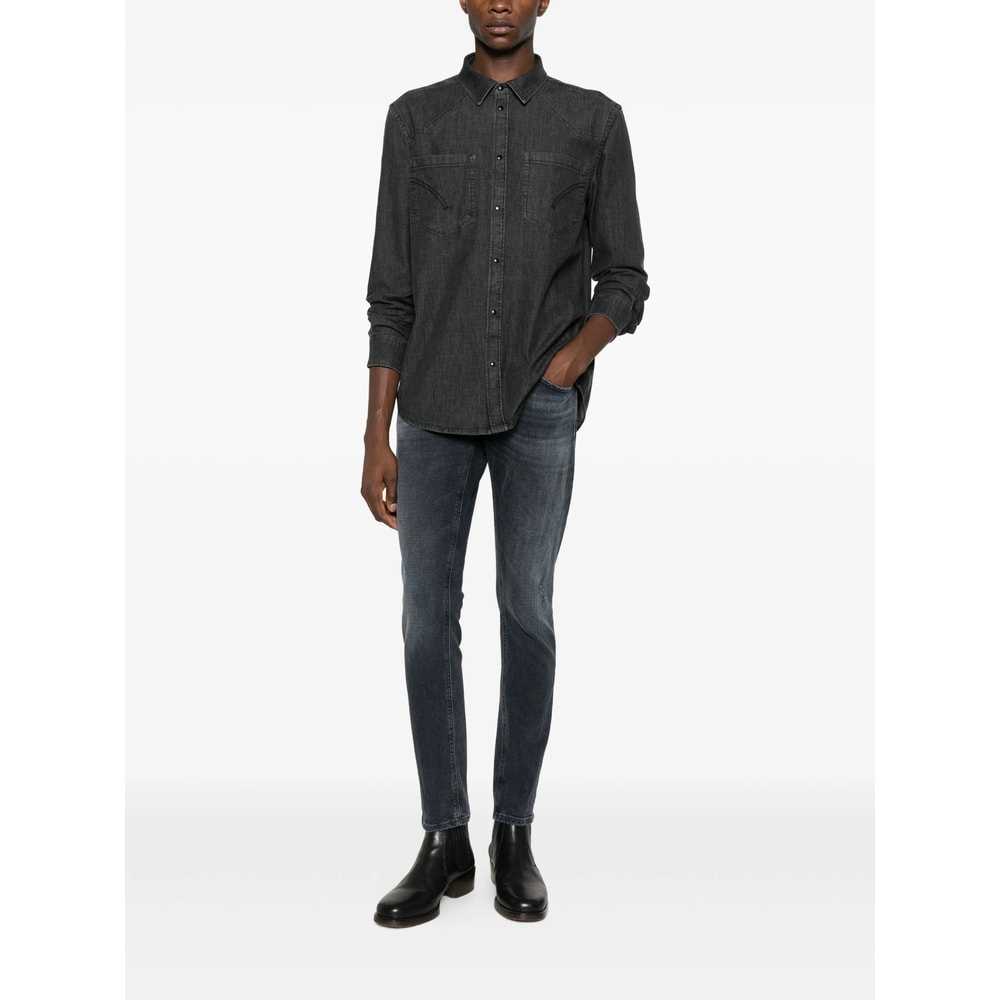 Dondup Brighton Straight Cut Denim Trousers In Blue
