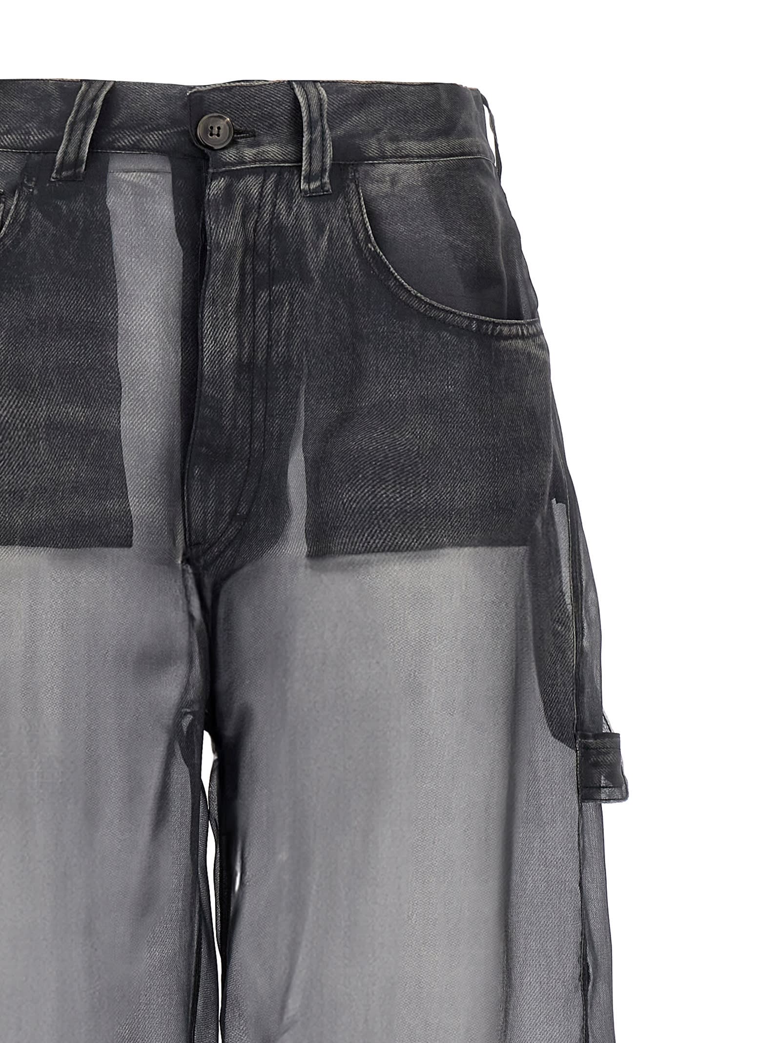 Haikure Winona Sheer Organza Pants In Black Denim Print