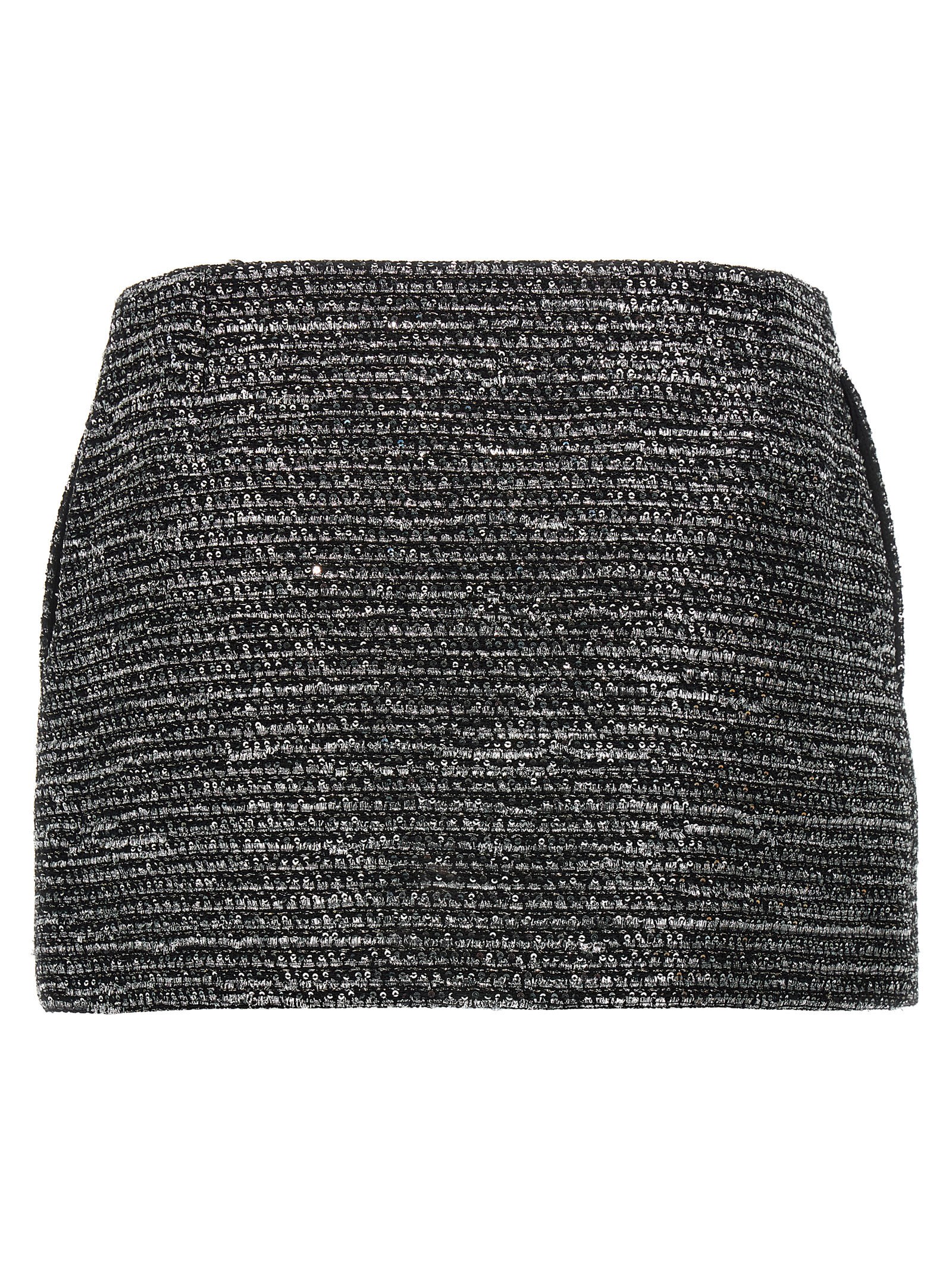 Gucci Shimmering Metallic Tweed Textured Skirt In Black