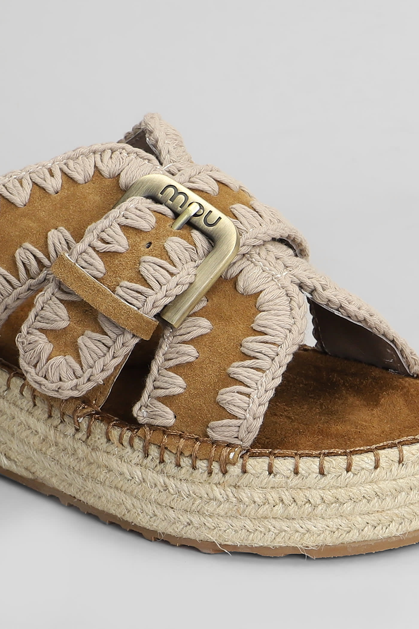 Mou Jute Sandal Sandals In Leather Color Suede In Leather Color