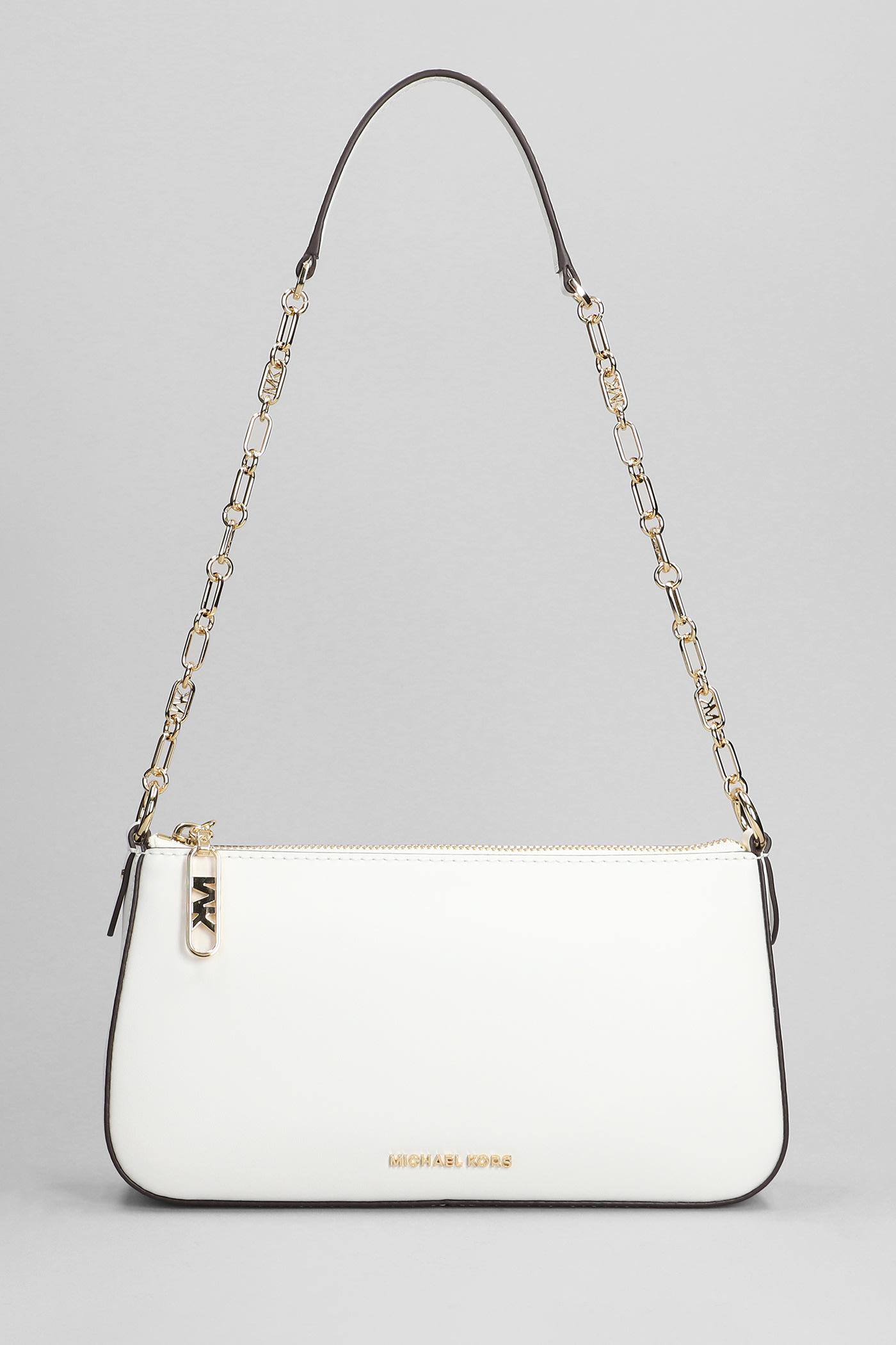 MICHAEL KORS EMPIRE SHOULDER BAG IN WHITE LEATHER