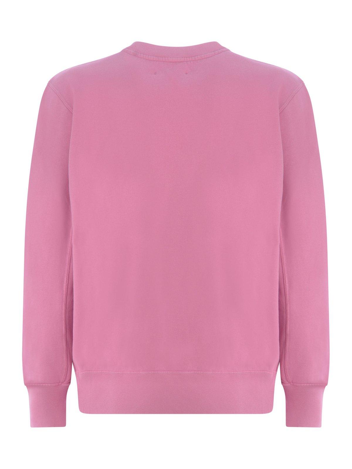 Shop Autry Logo-flocked Crewneck Sweatshirt In Pink
