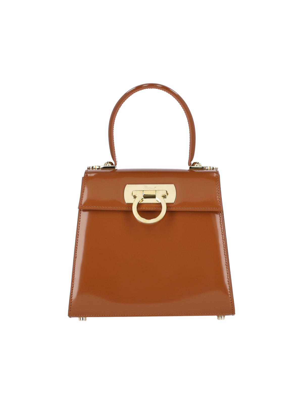 Shop Ferragamo Iconic S Handbag In Brown