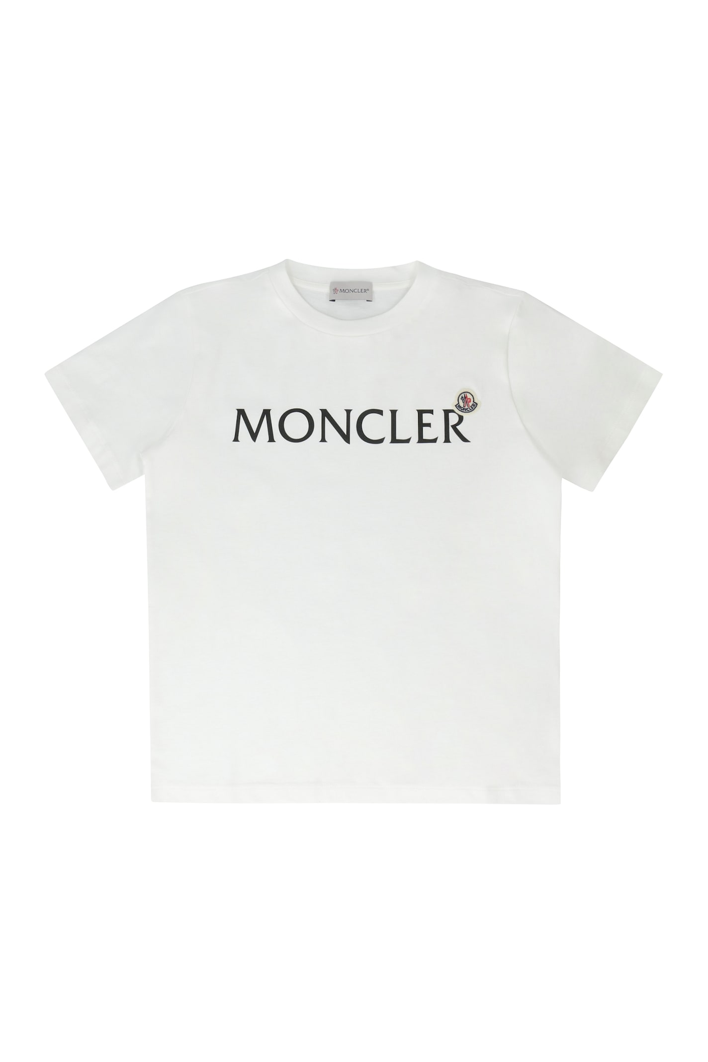 Moncler Enfant Logo Patch Crewneck T-shirt In White