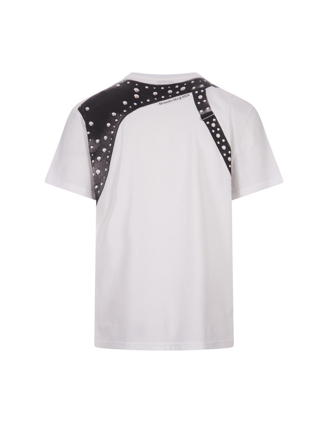 Shop Alexander Mcqueen Black And White Studded Harness T-shirt
