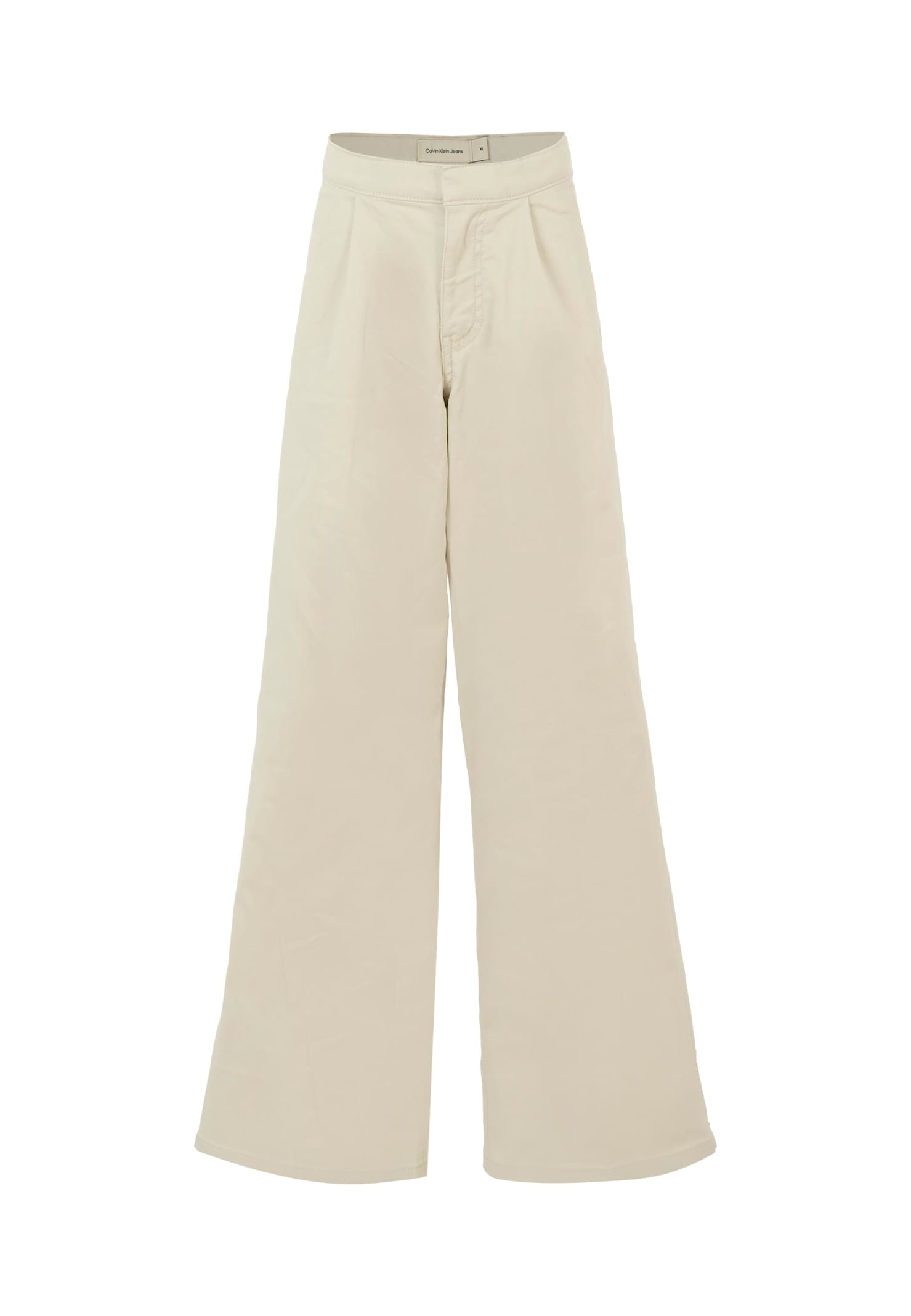 Calvin Klein Beige Trousers For Girl With Logo In Neutral