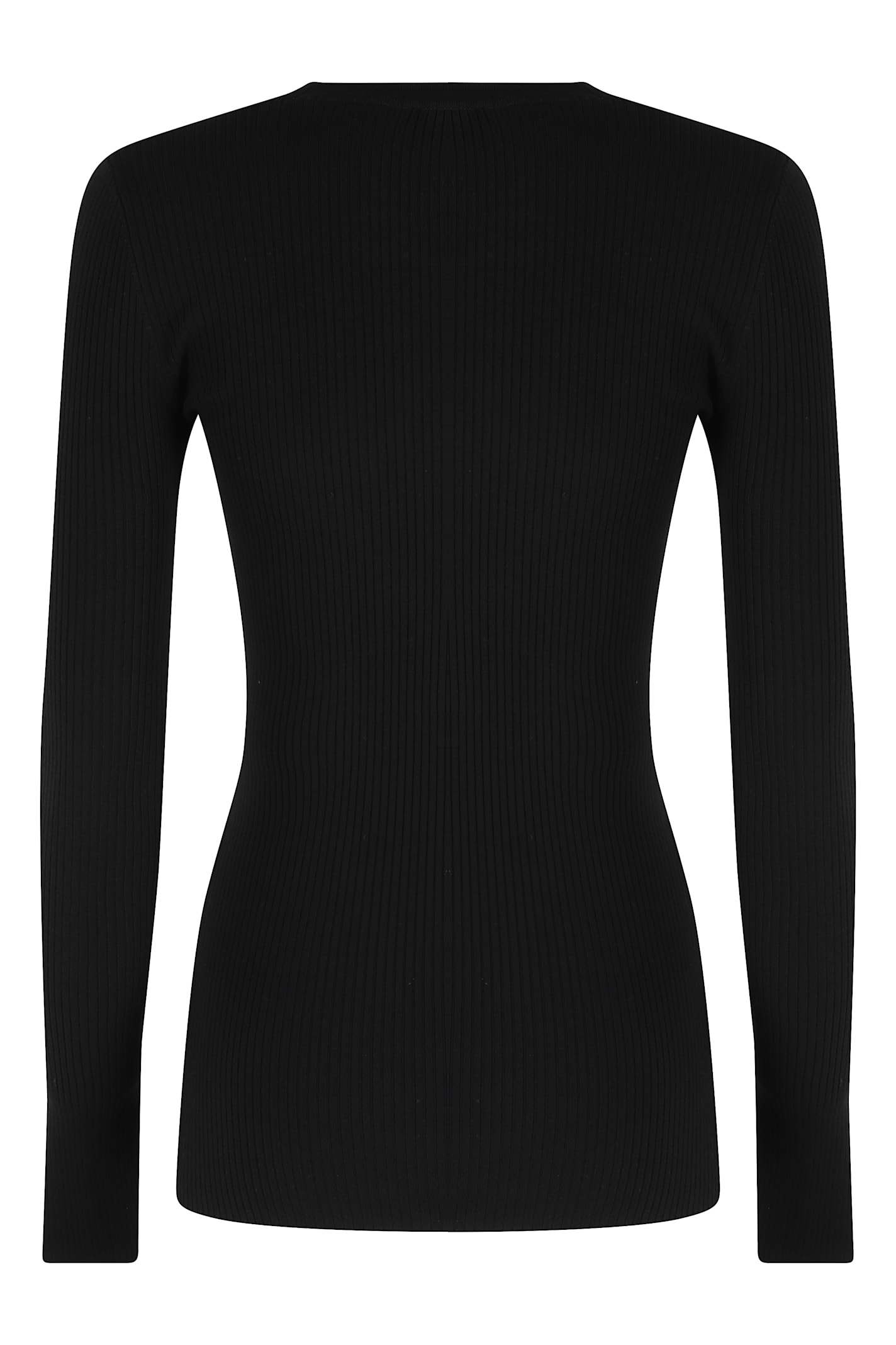 Elisabetta Franchi Ribbed Knit Top With Breast Pocket Clothing In Black