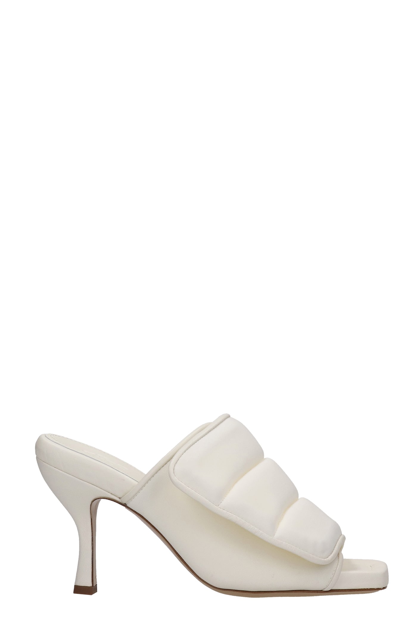 GIA BORGHINI GIA 4 SANDALS IN WHITE LEATHER AND FABRIC
