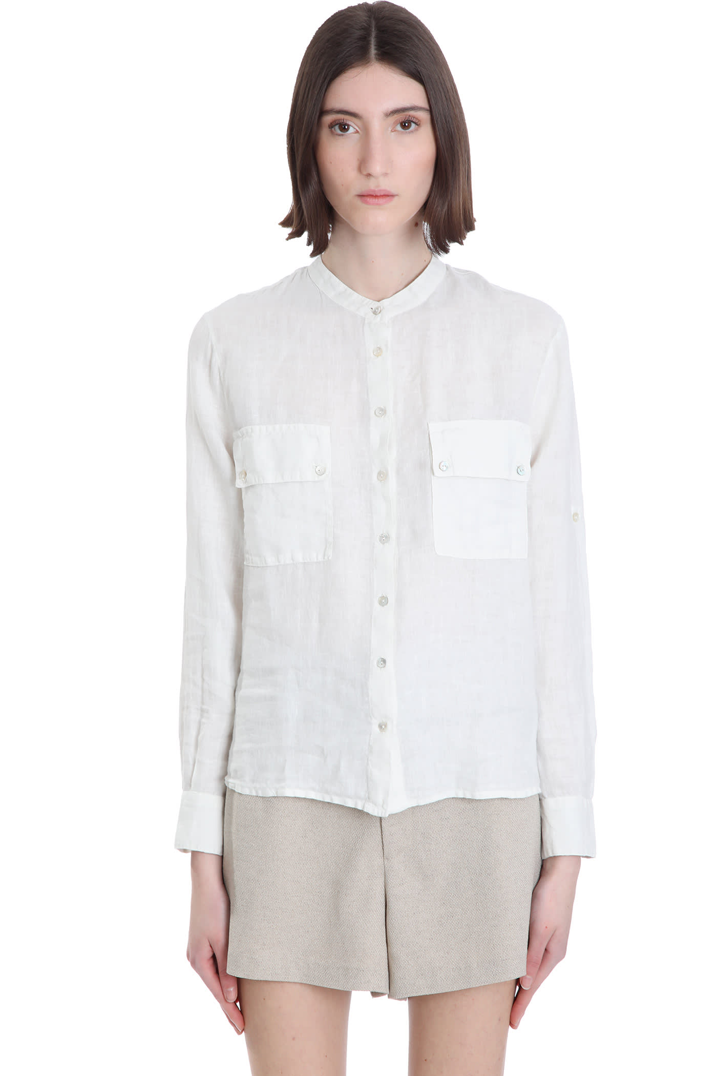 120 Lino - 120% lino shirt in white linen