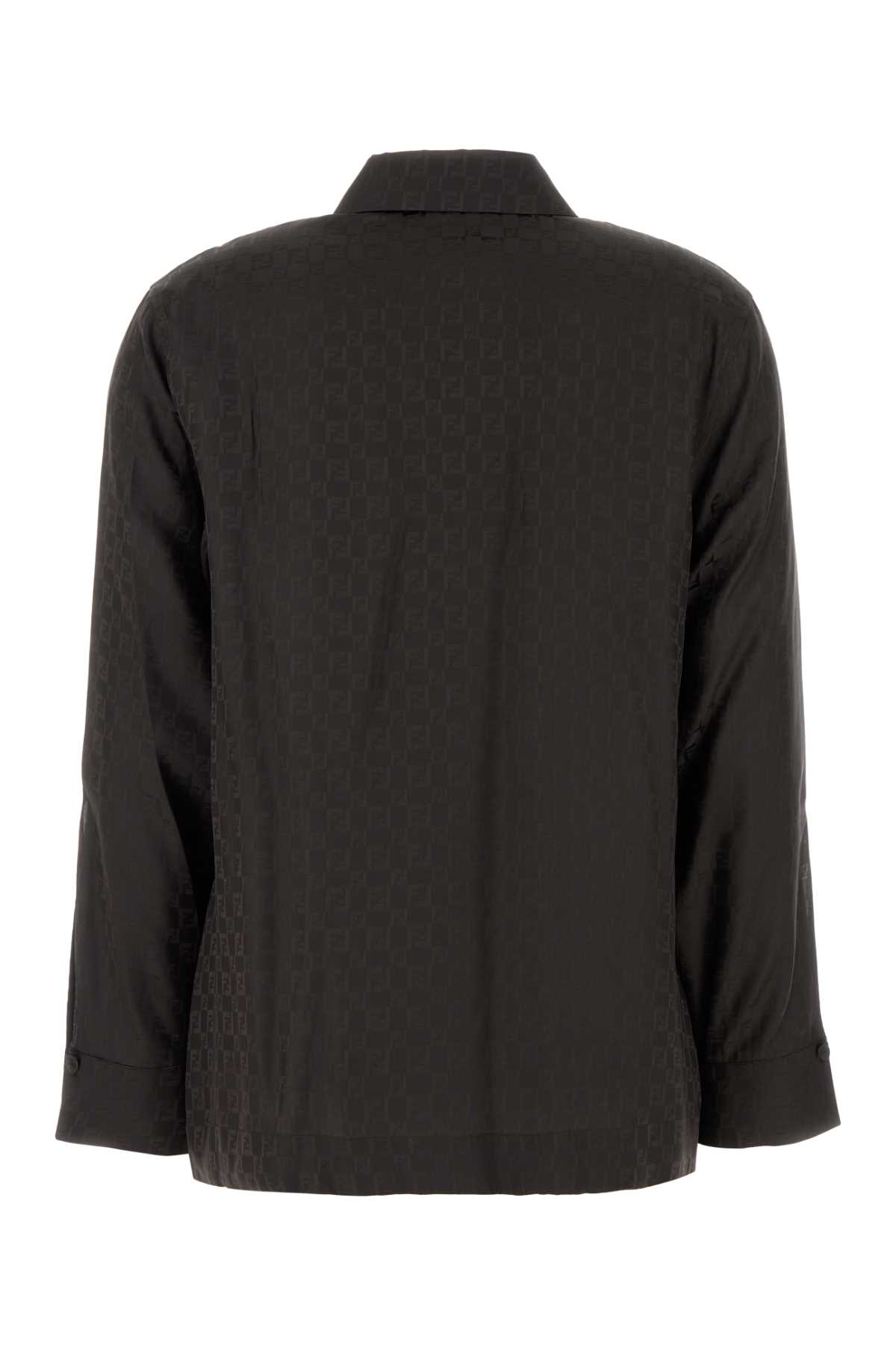 Fendi Ff Jacquard Silk Shirt In Brown