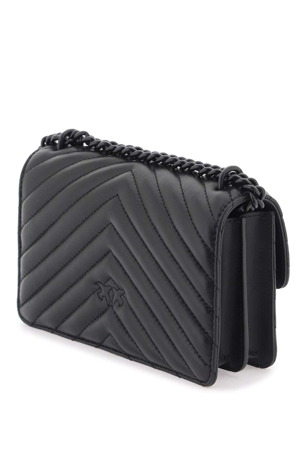 Shop Pinko Mini Love Bag One Chevron In Nero Limousine Block Color (black)