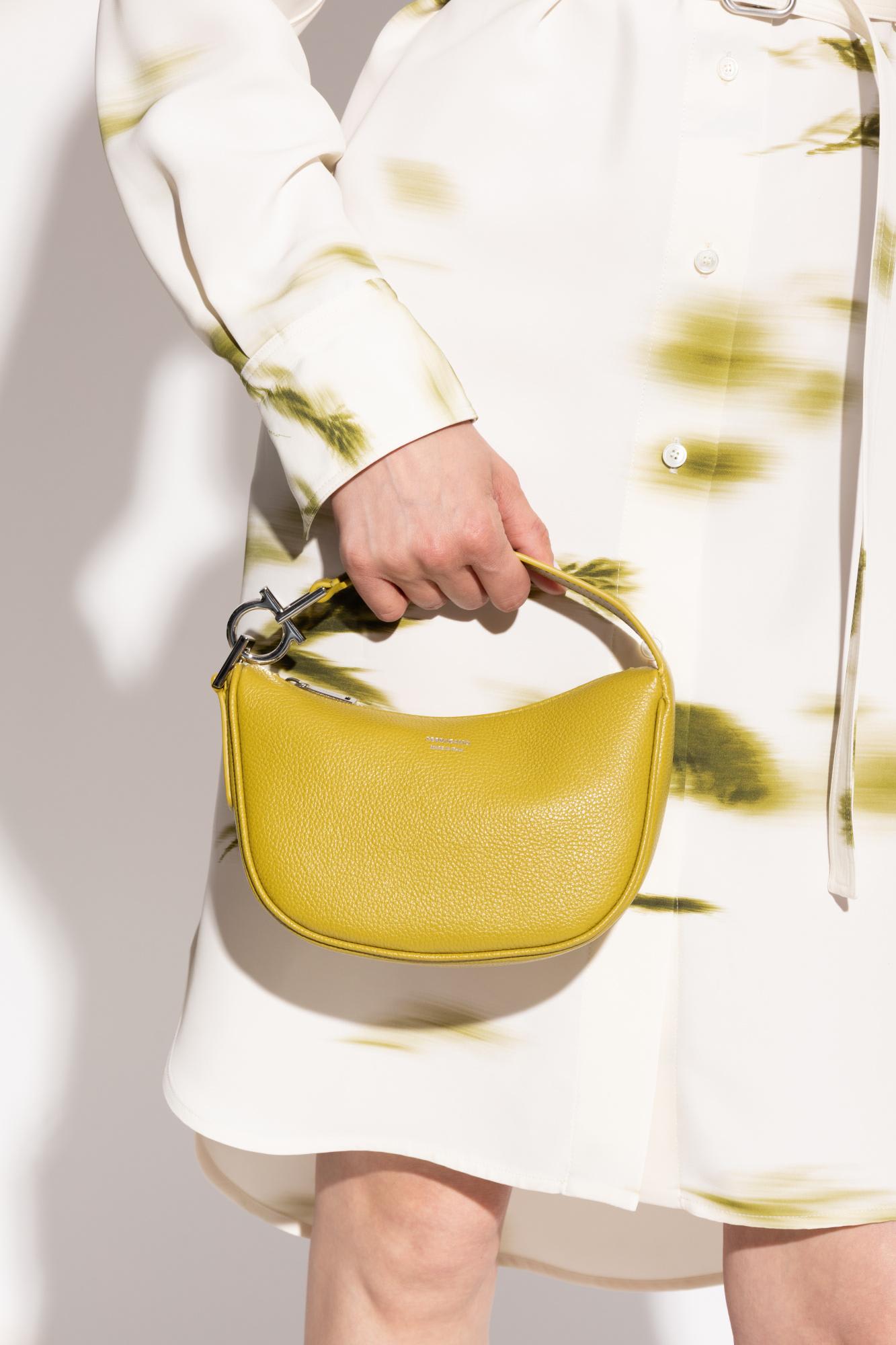 Ferragamo Leather Handbag In Gold