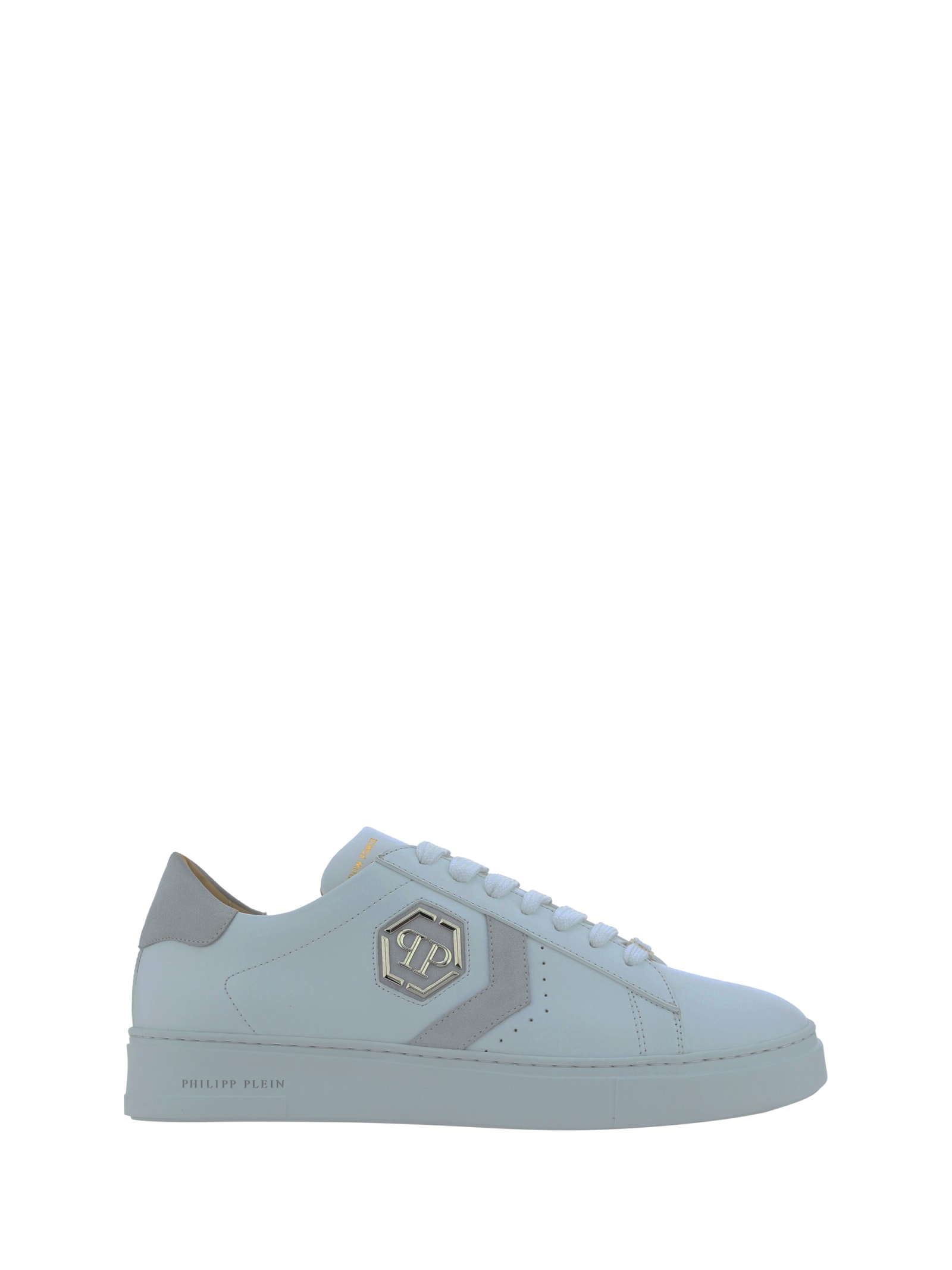 Shop Philipp Plein Lo Top Sneakers In White/white