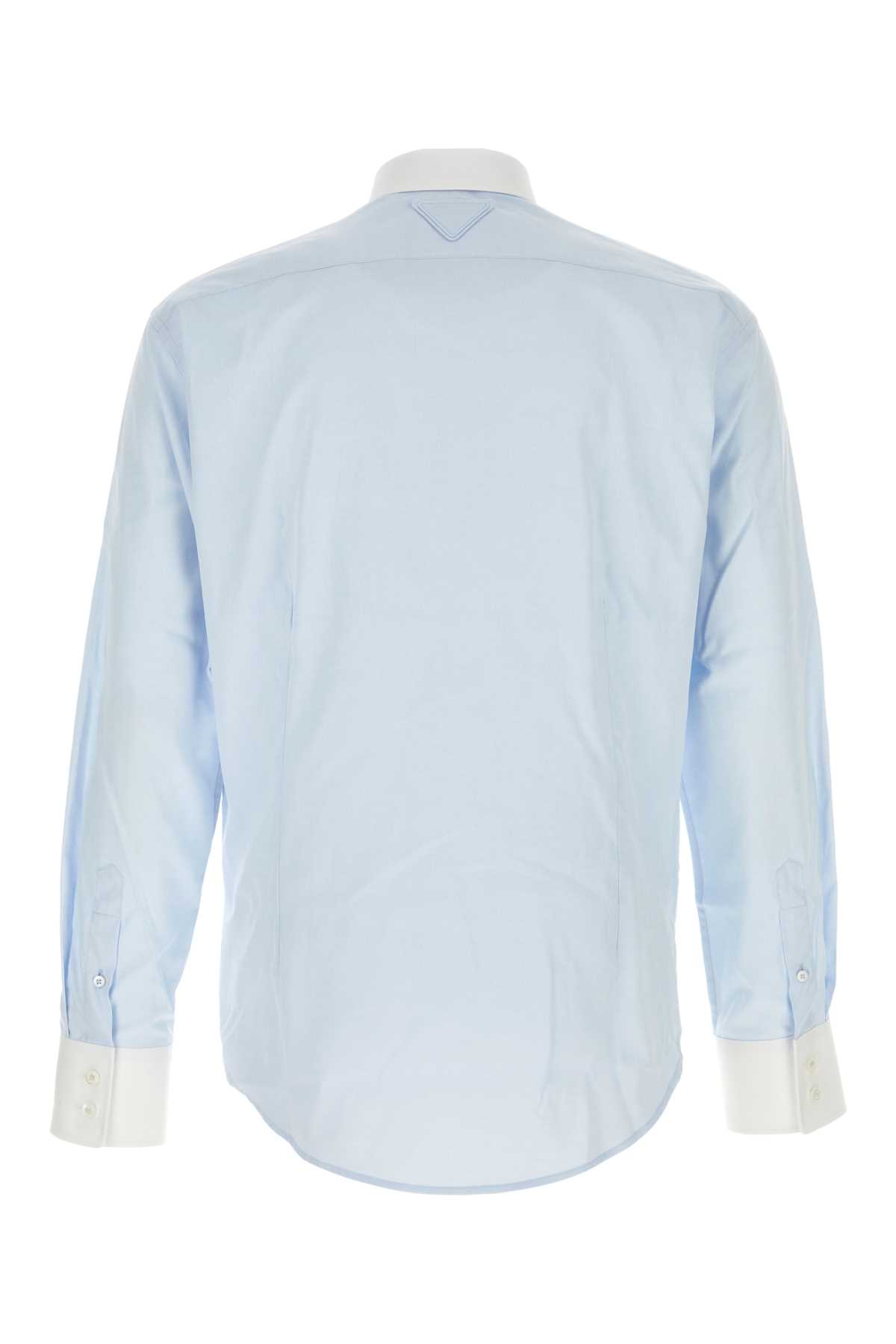 Shop Prada Pastel Light Blue Poplin Shirt In Cielobianco