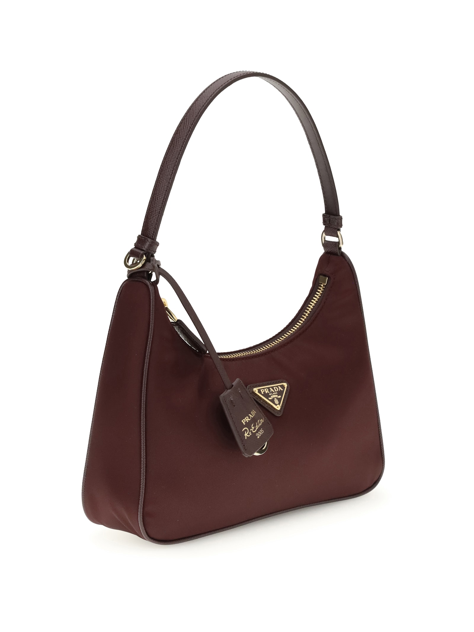 Prada Re-nylon Shoulder Bag In Burgundy