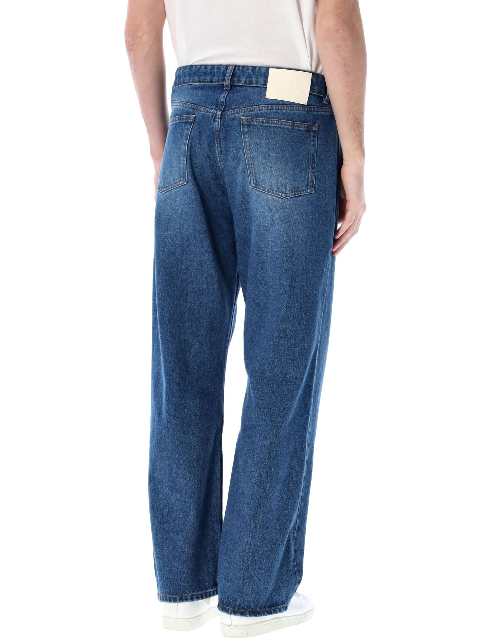 Shop Ami Alexandre Mattiussi Loose Fit Jeans In Medium Blu