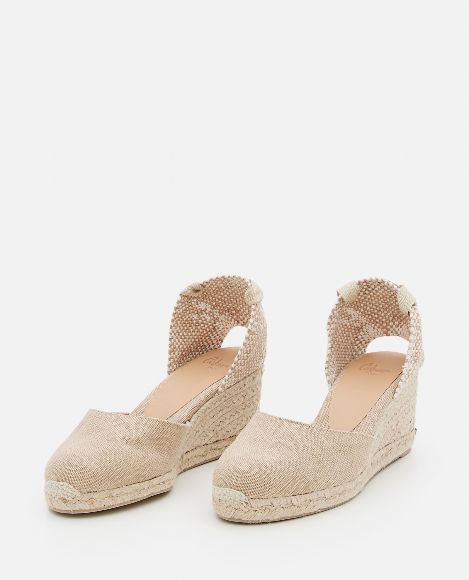 Shop Castaã±er 60mm Carina Wedge In Beige