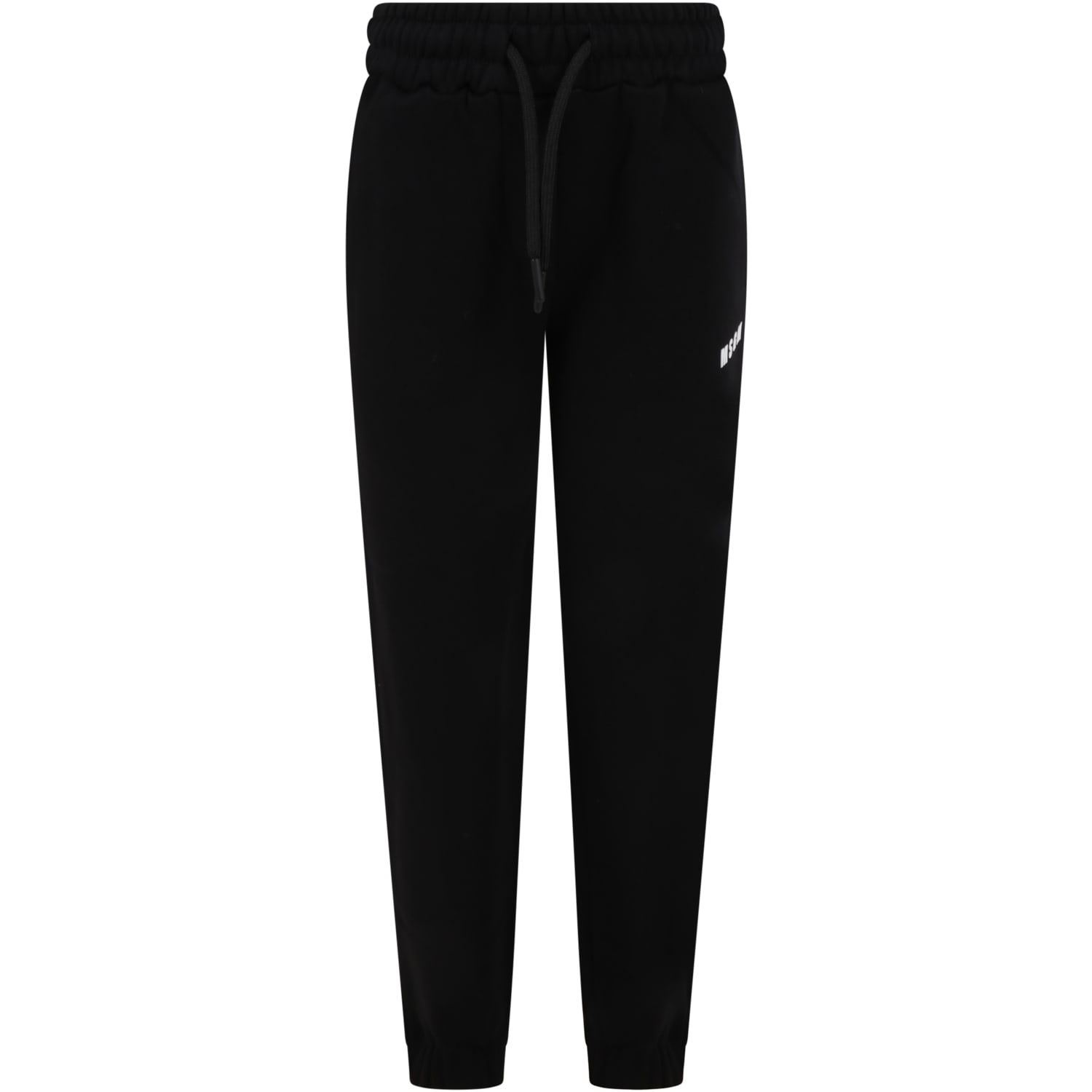 MSGM Black Sweatpants For Kids With White Logo