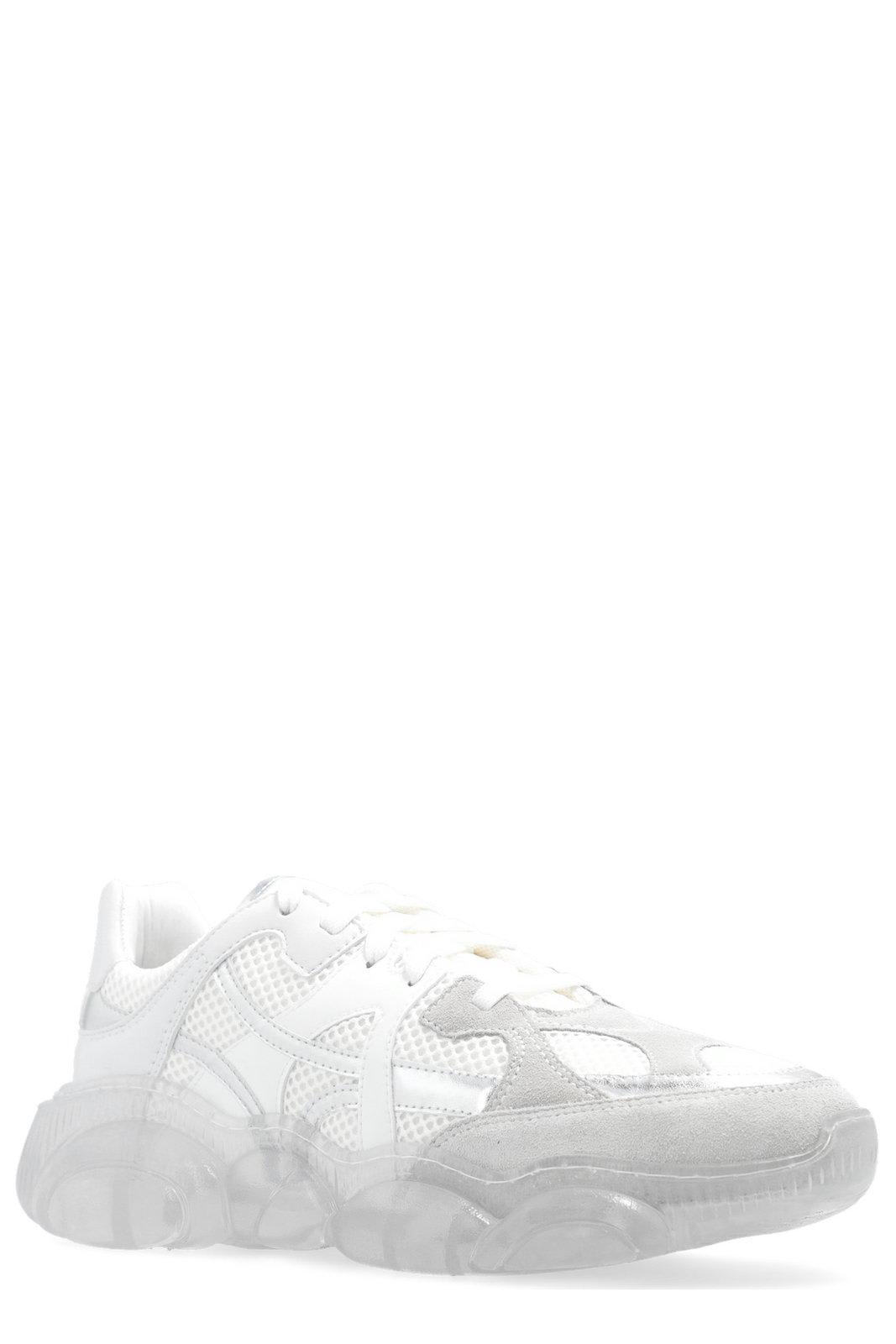 Shop Moschino Round-toe Chunky Lace-up Sneakers In White