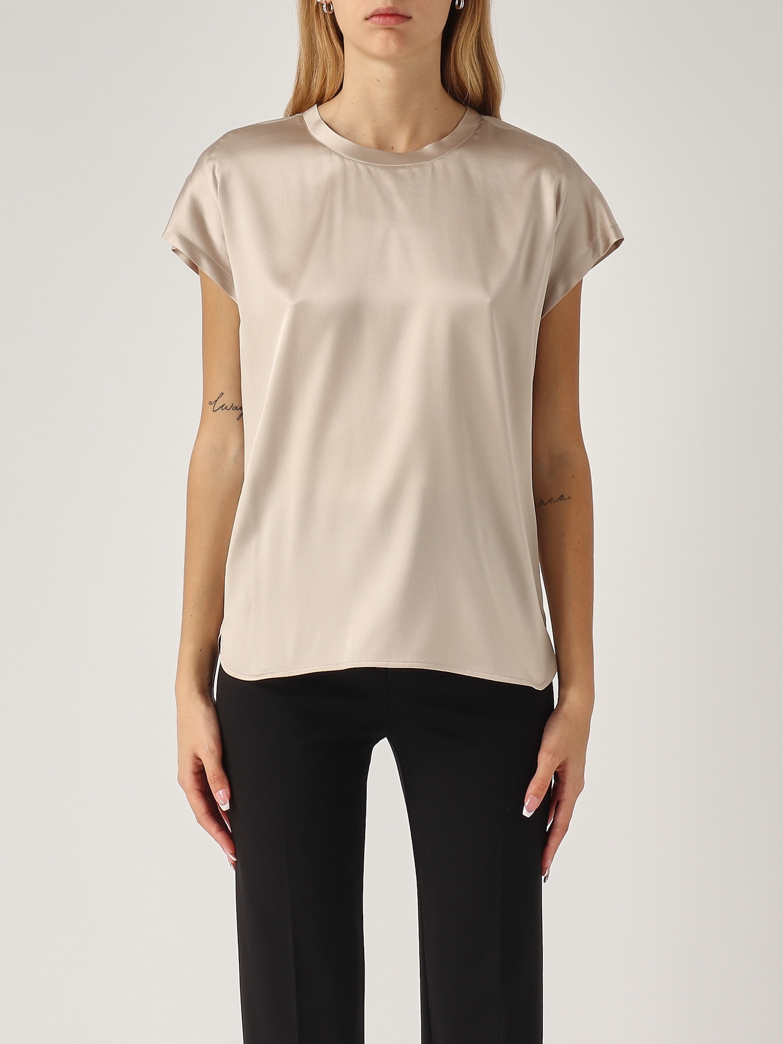 Shop Pinko Farida Blusa Satin Blouse In Cemento