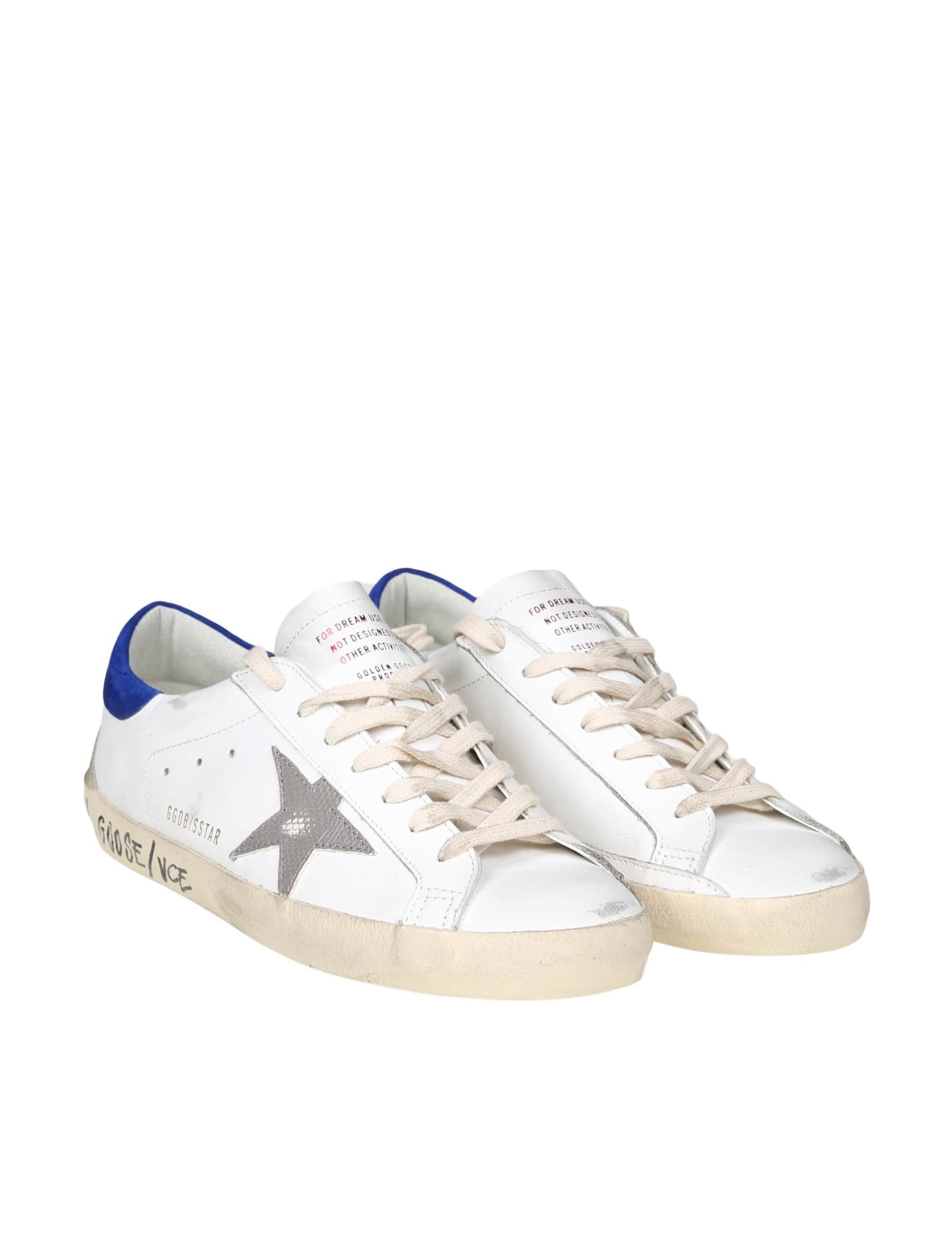 Shop Golden Goose Super Star Sneakers In White Leather In White/grey