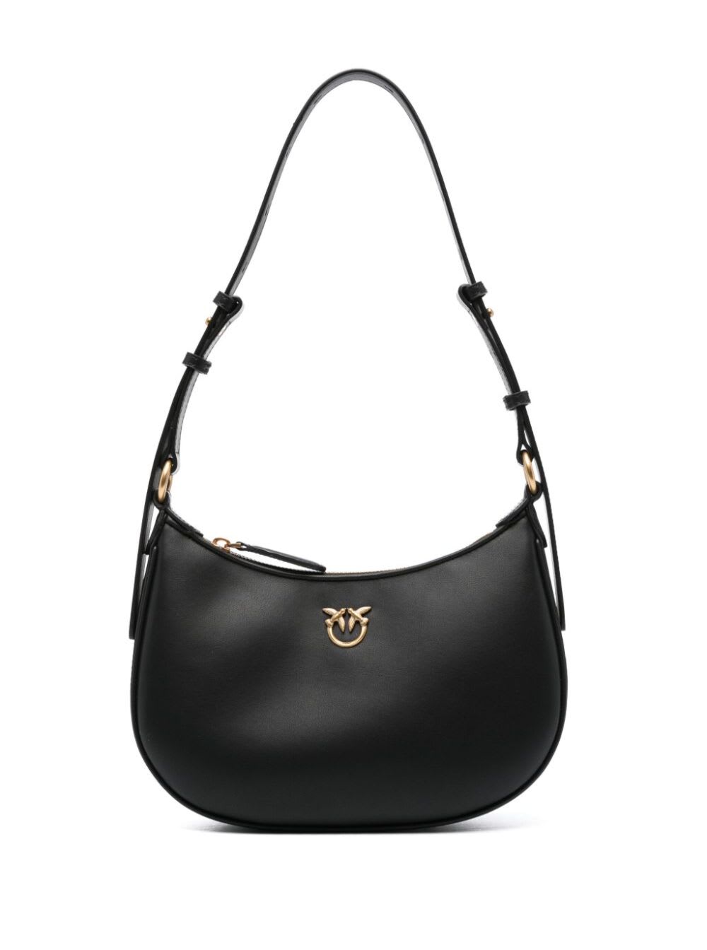 Shop Pinko Half Moon Mini Fl Vitello Seta In Black