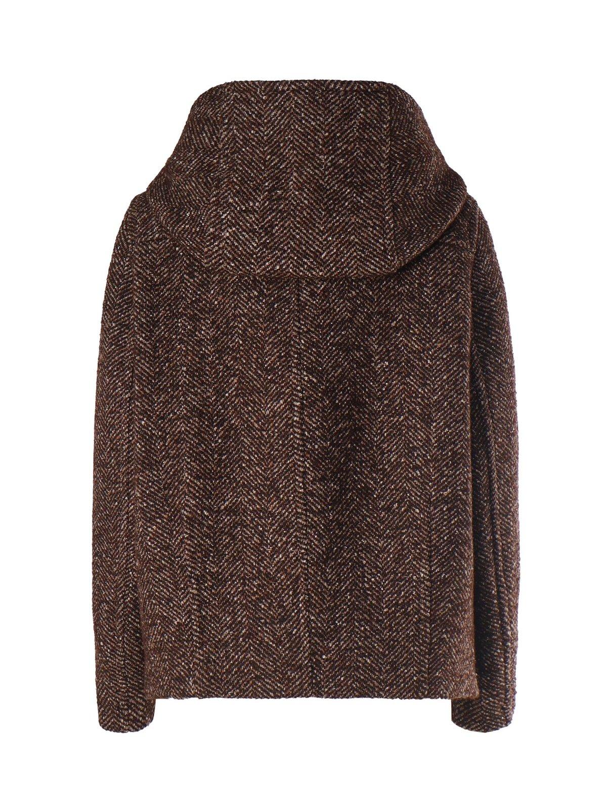 Shop Pinko Short Hooded Duffle Coat In Brown