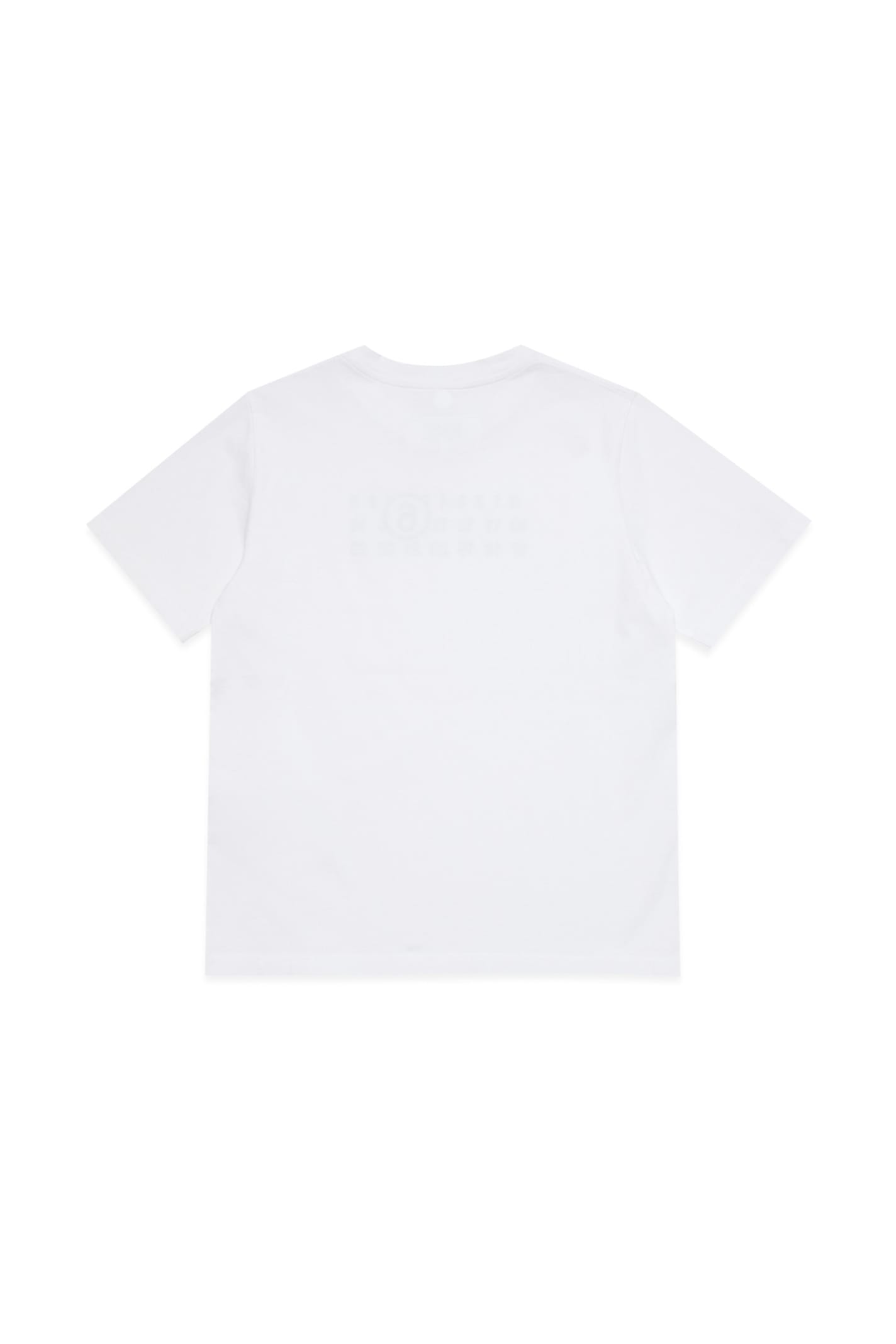 Shop Mm6 Maison Margiela Mm6t83u T-shirt Maison Margiela Torn T-shirt Branded With Numeric Logo In Bianco
