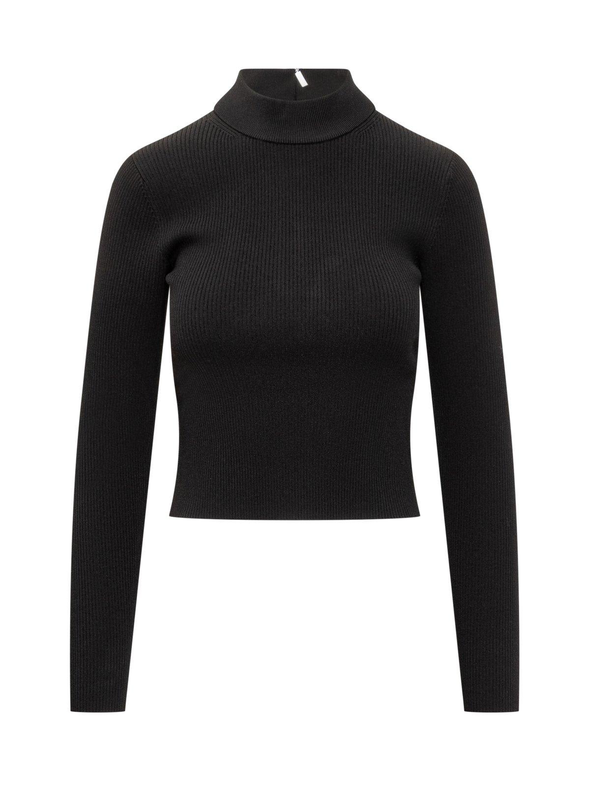 Rear Zipped Mock Neck Jumper