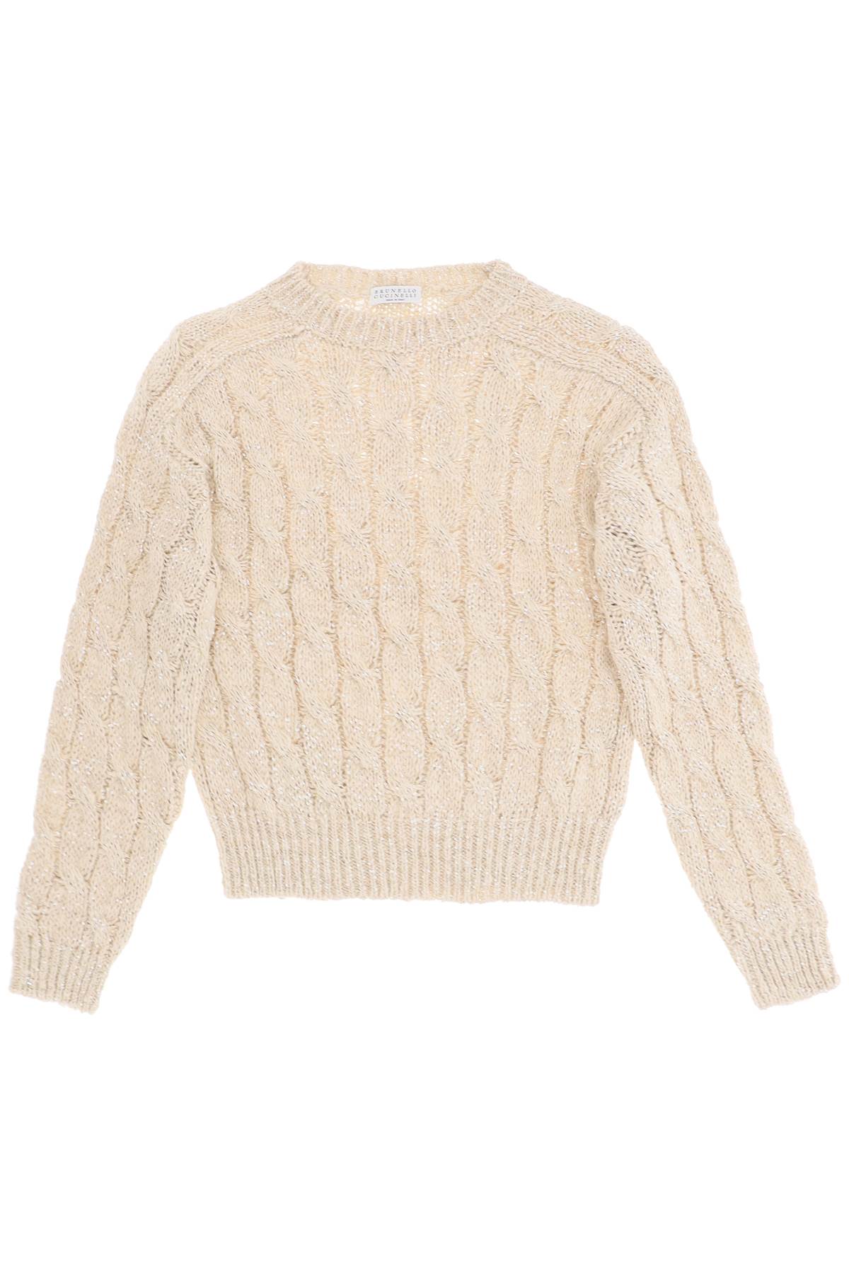 BRUNELLO CUCINELLI SWEATER IN CABLE KNIT WITH SEQUINS
