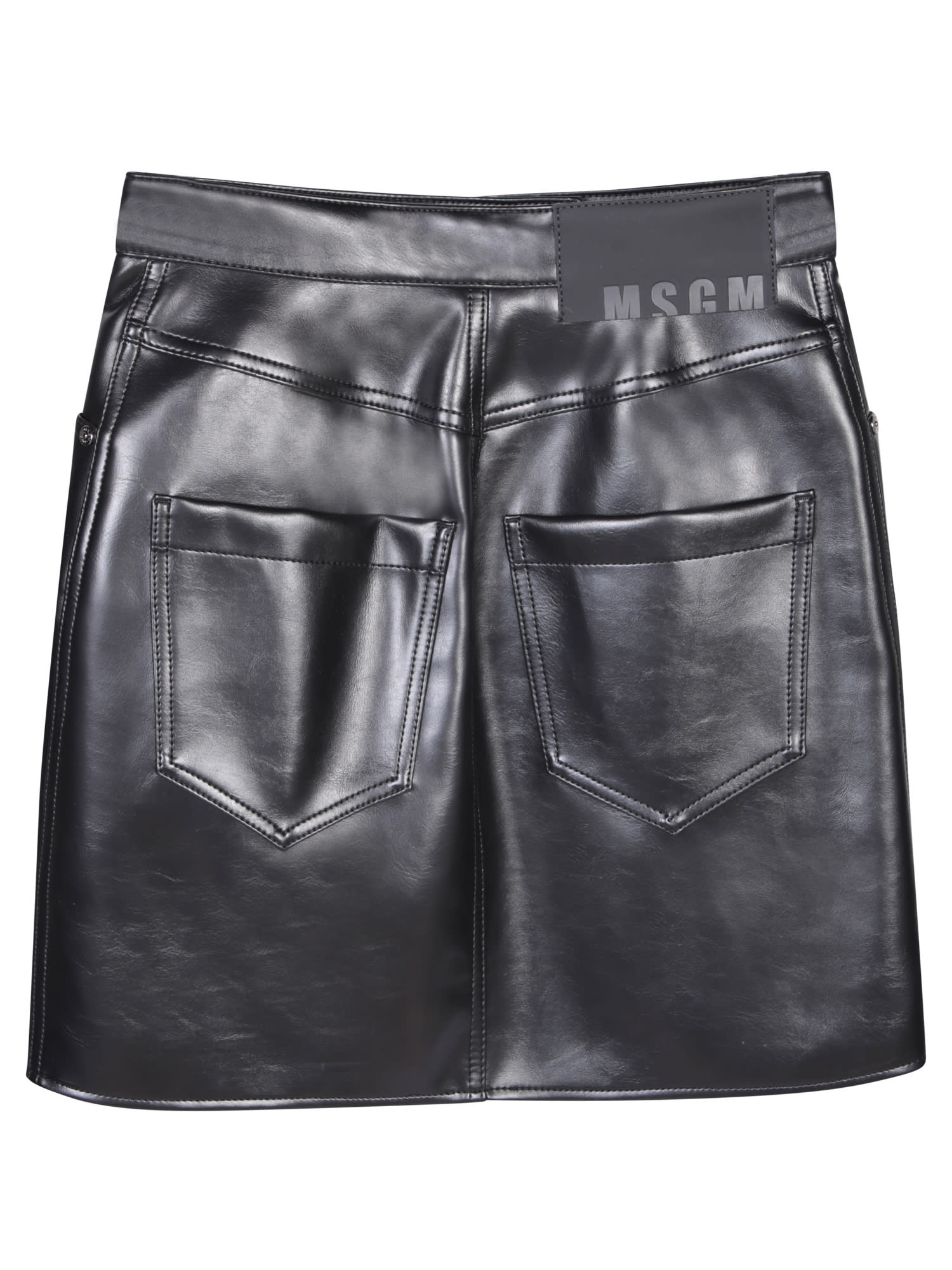 Shop Msgm Faux-leather Black Mini Skirt