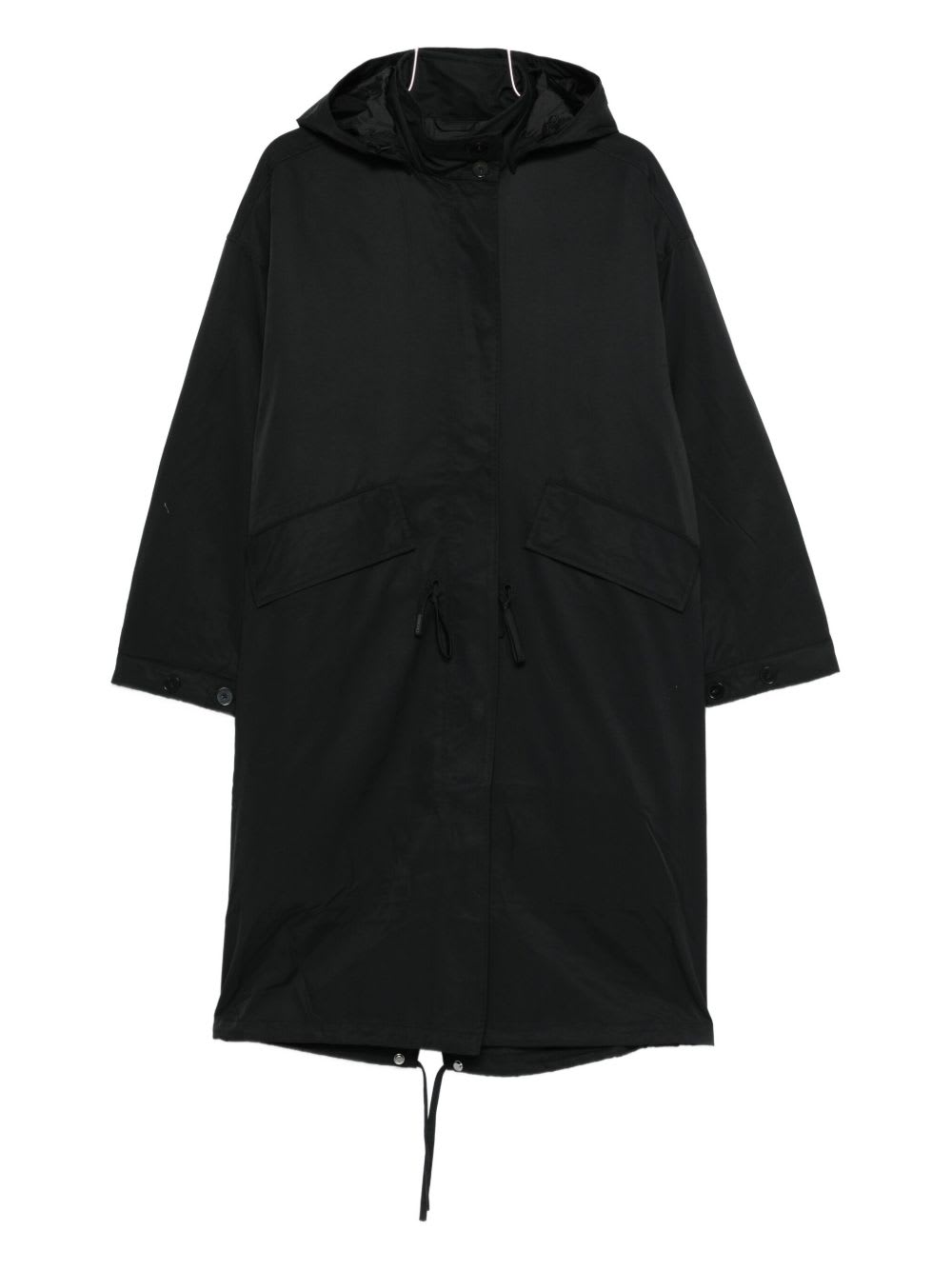 Closed Cotton And Nylon Parka Coat In Black
