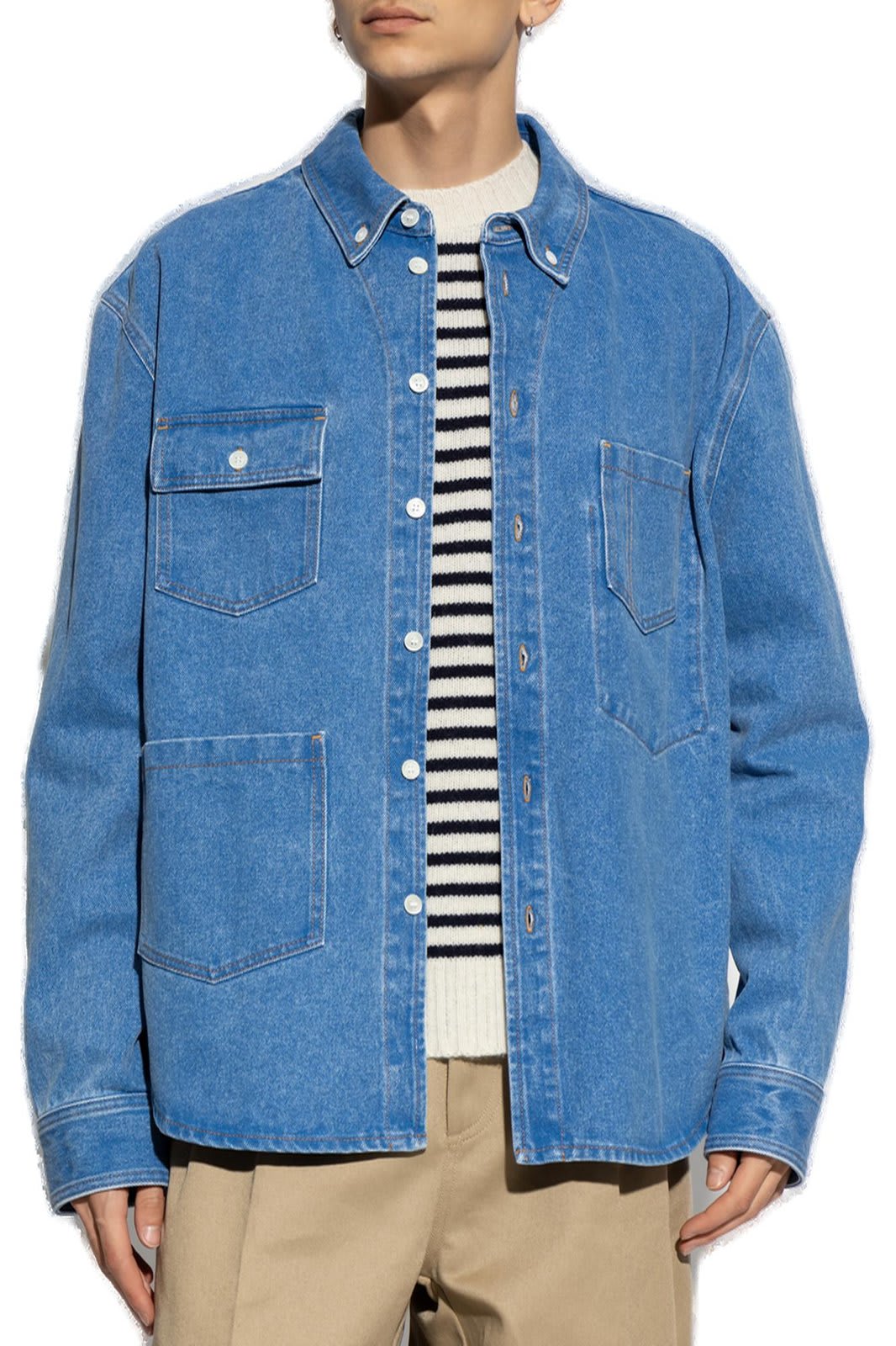 Shop Marni Buttoned Denim Shirt In Blue