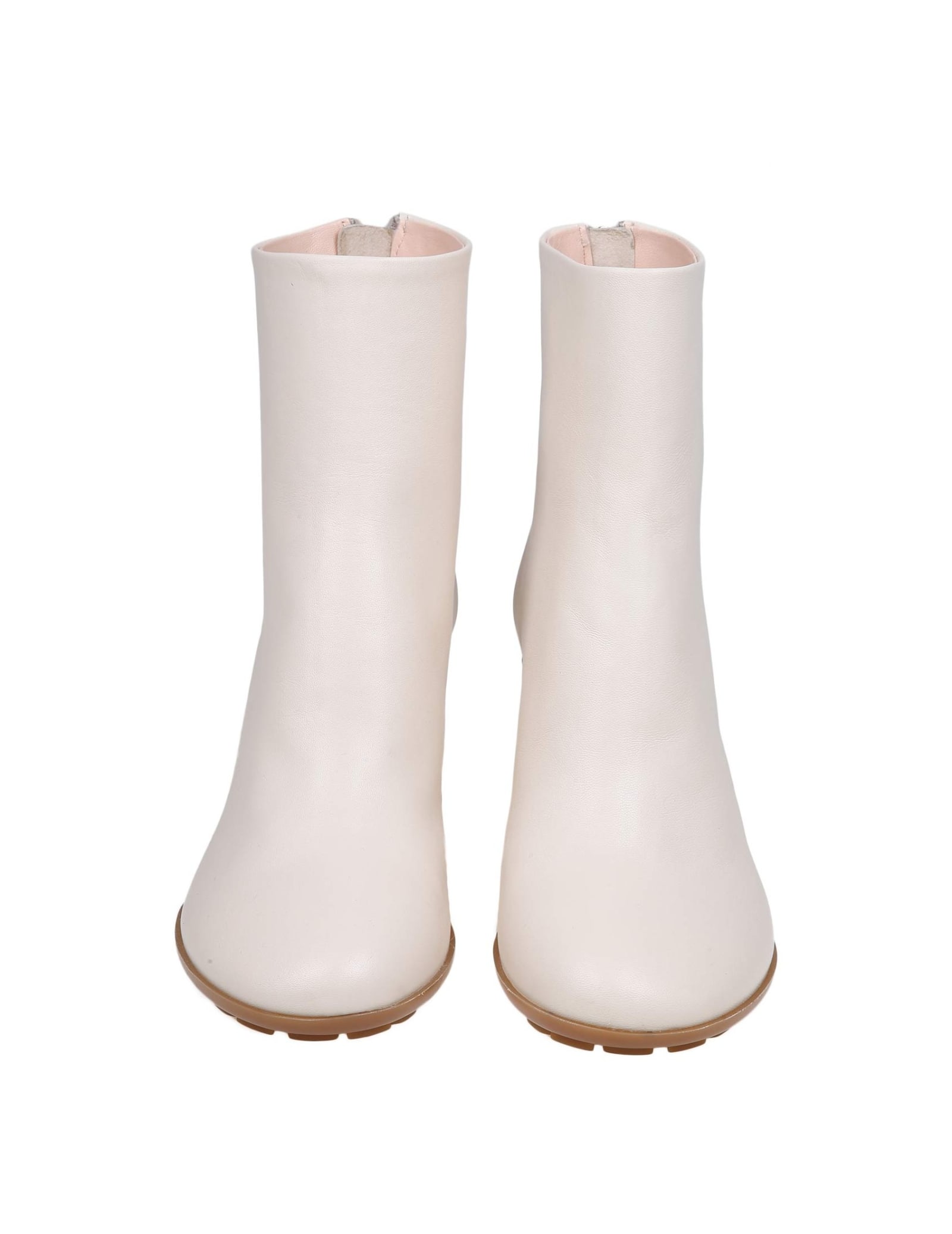 Agl Attilio Giusti Leombruni Curvy Ankle Boots In Chalk Color Leather In Gray