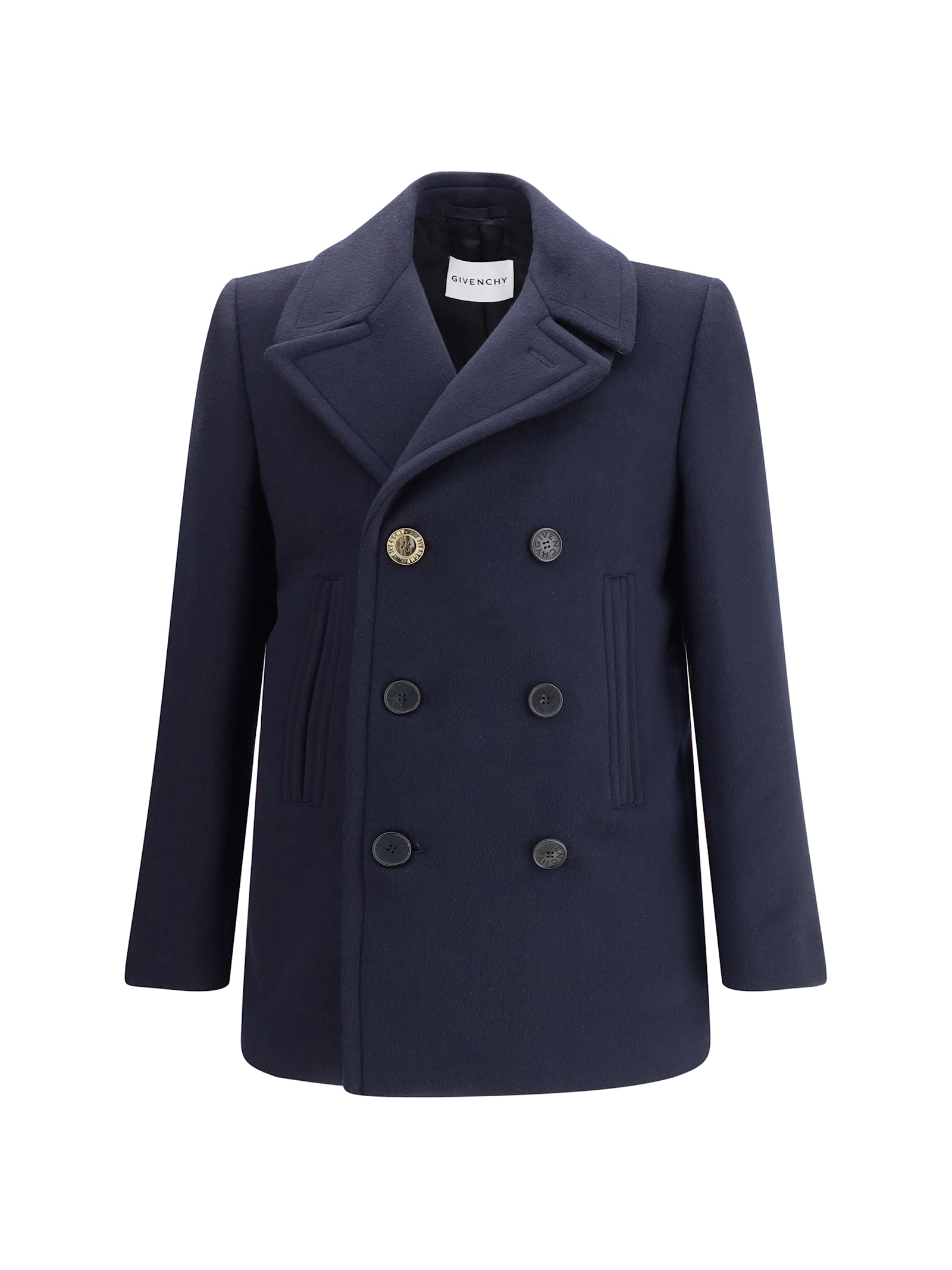 Givenchy Men Double-breasted Coat In Blue