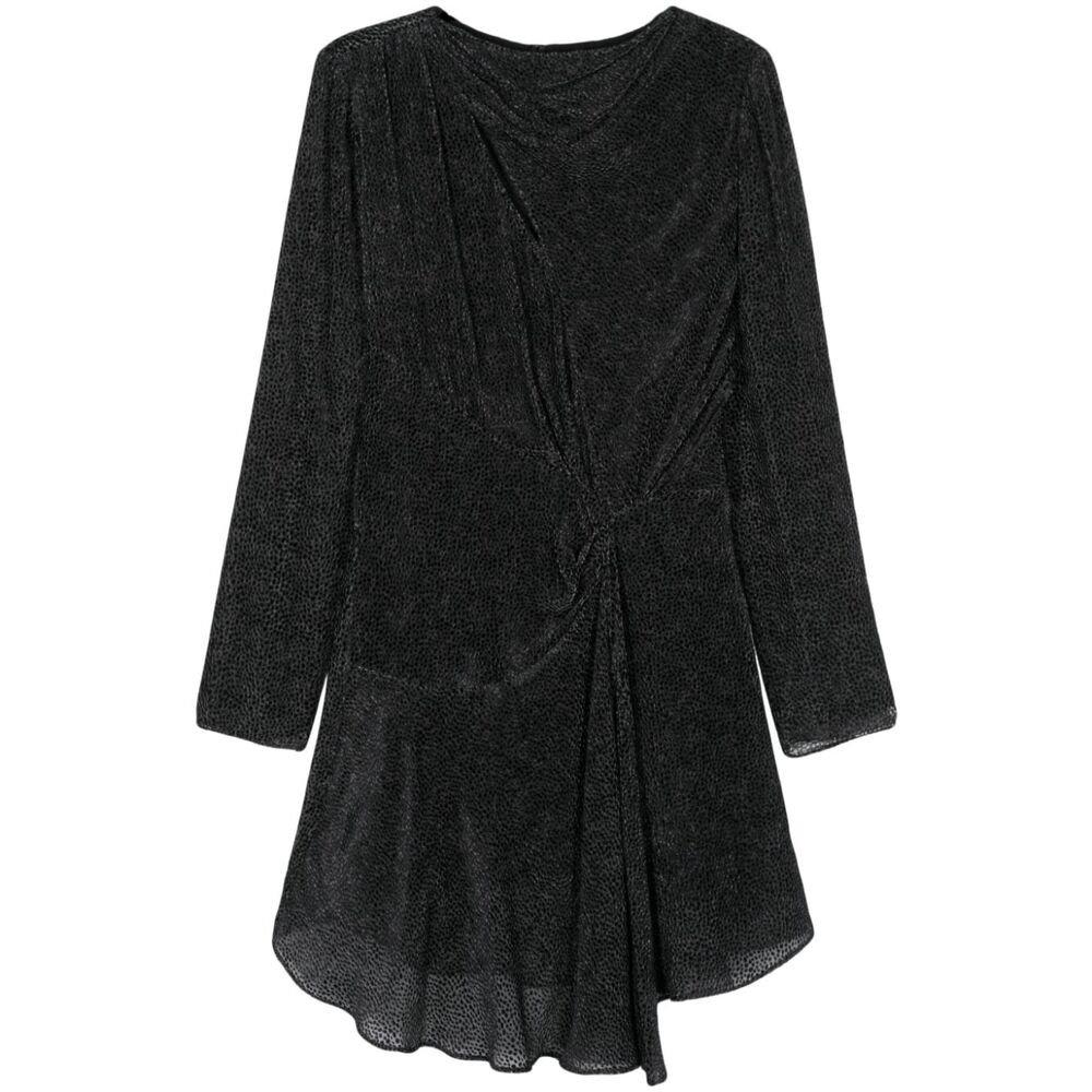 Shop Isabel Marant Round Neck Draped Dress In Black
