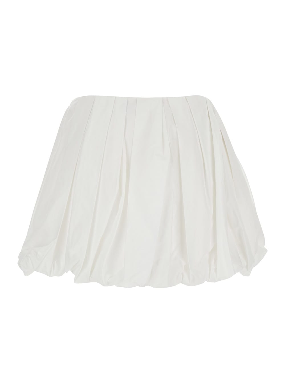 Pinko White Skirt With Pleated Details And Balloon Hem In Bianco Brill.
