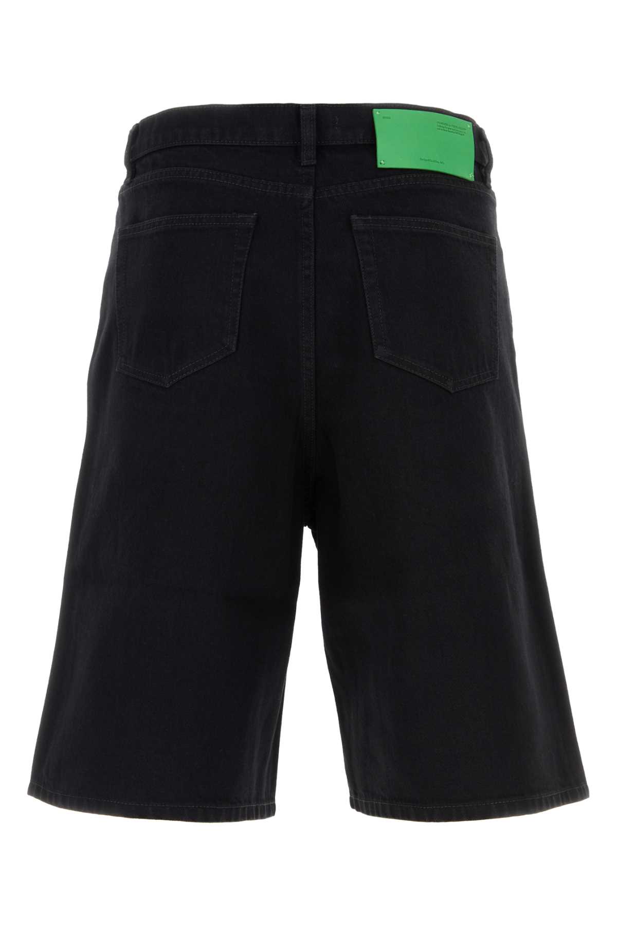 Shop Off-white Black Denim Bermuda Shorts In Blackblue