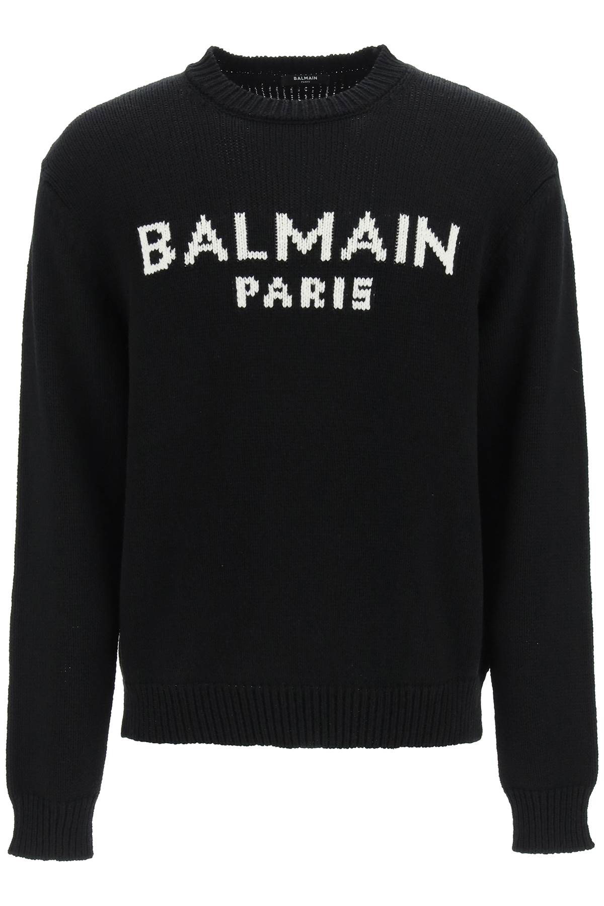 Balmain Wool Sweater With Monogram Intarsia