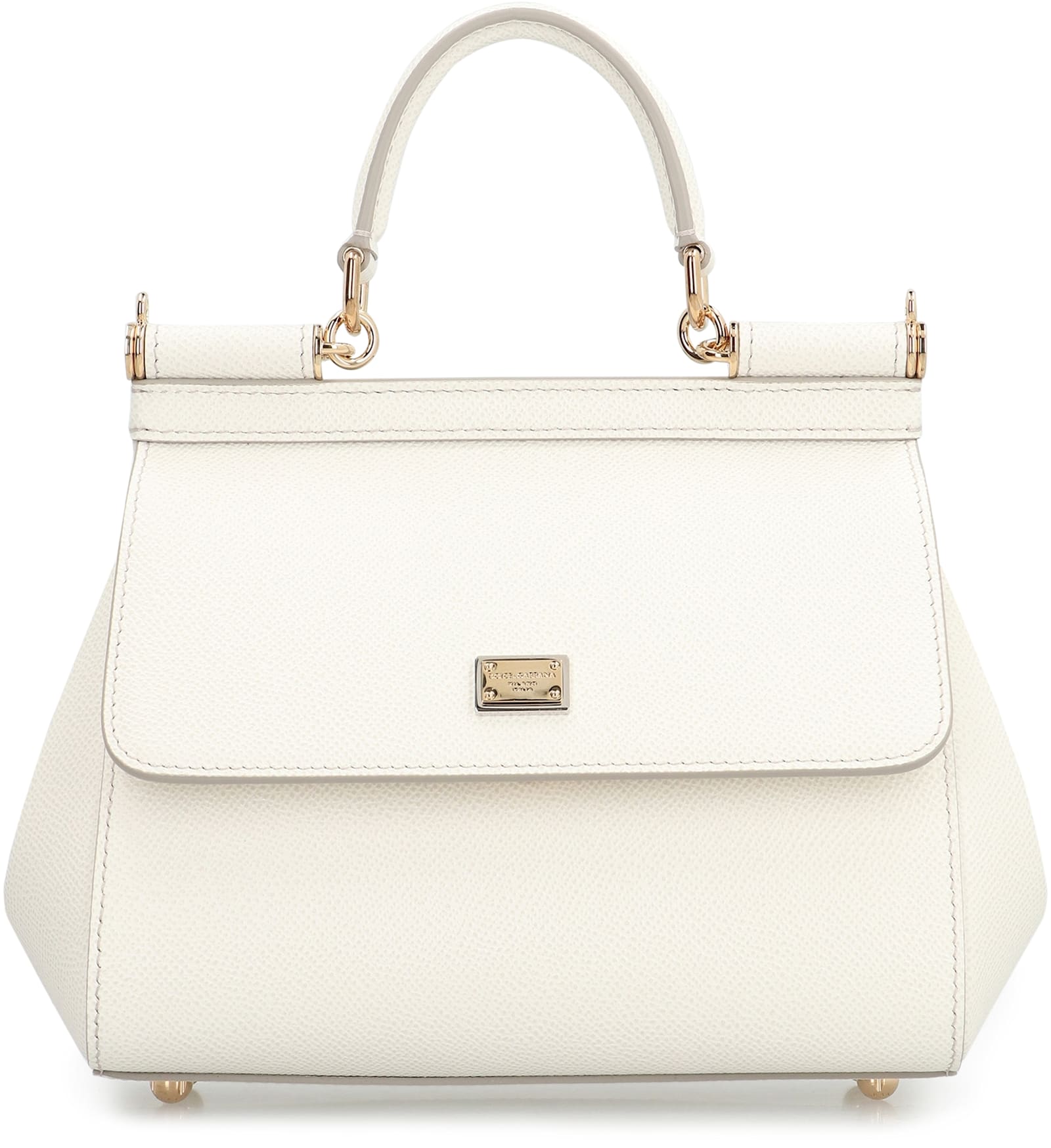 Dolce & Gabbana Sicily Media Leather Handbag In White